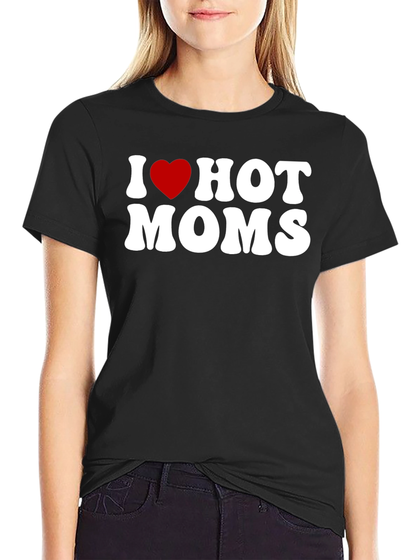 Black I Heart Hot Moms Graphic Tee view 2
