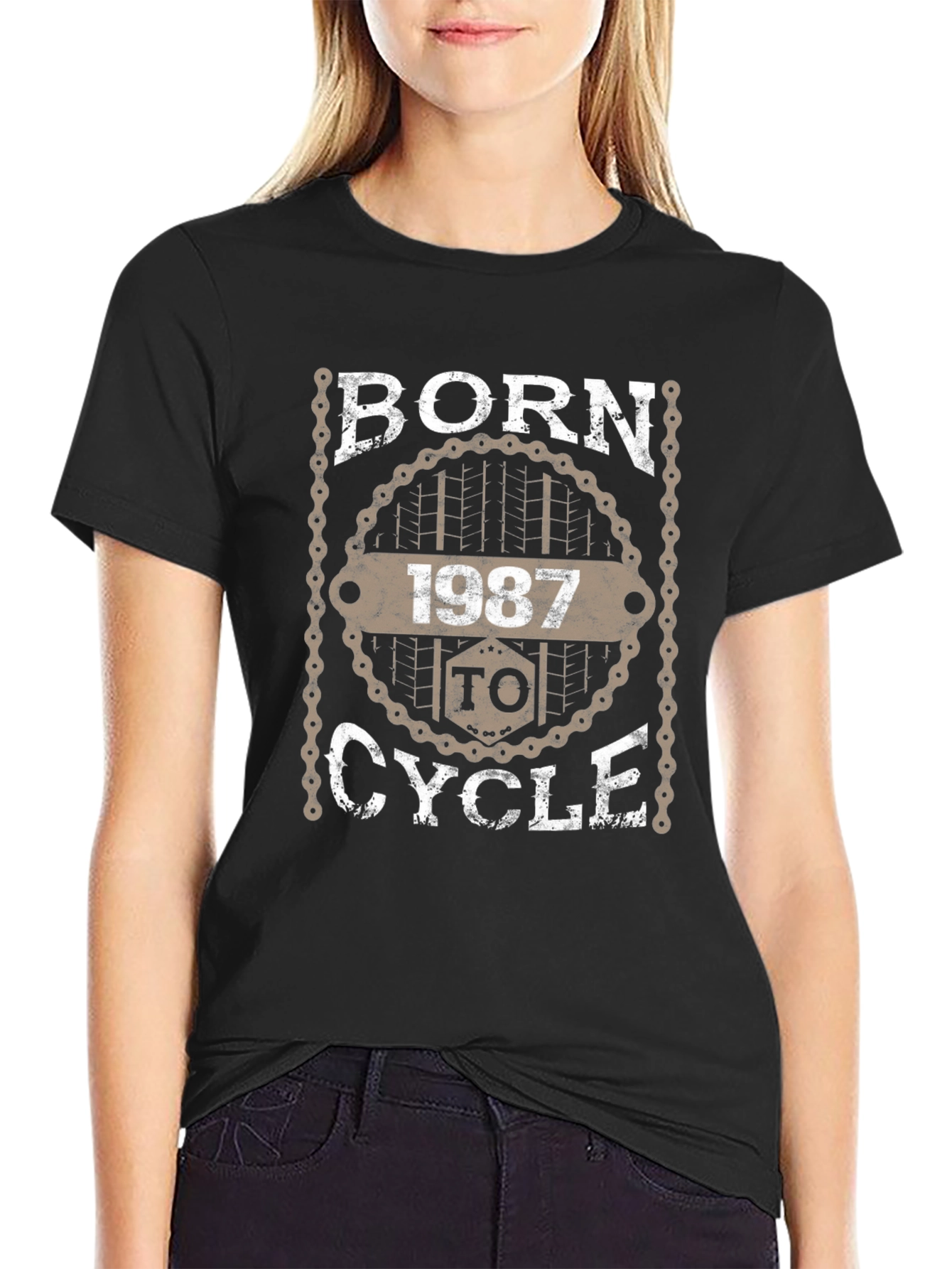Black Born In 1987 To Cycle T-Shirt view 2