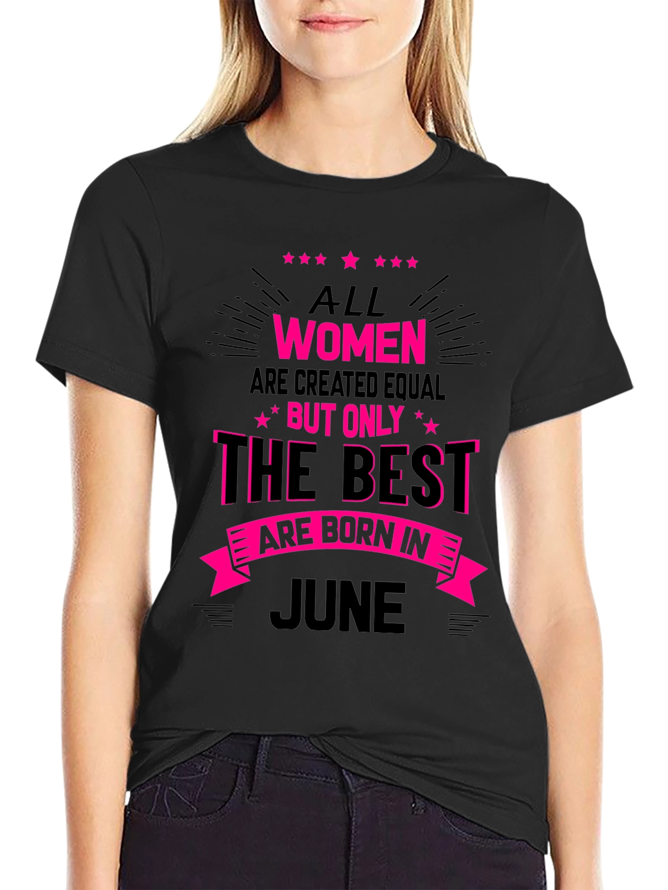 Black Best Women are Born in June T-Shirt view 2
