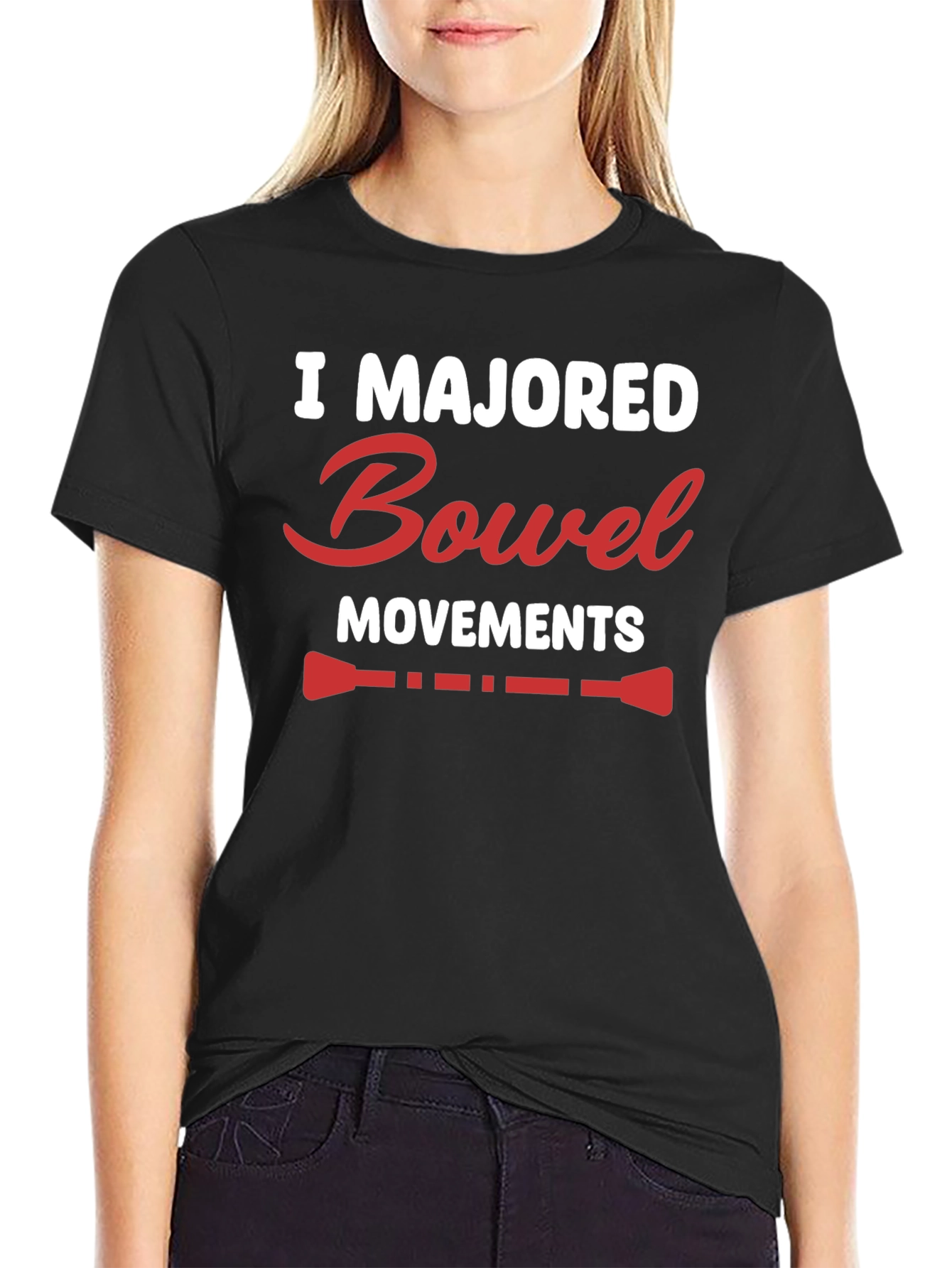 Black I Majored Bowel Movements Black T-Shirt view 2