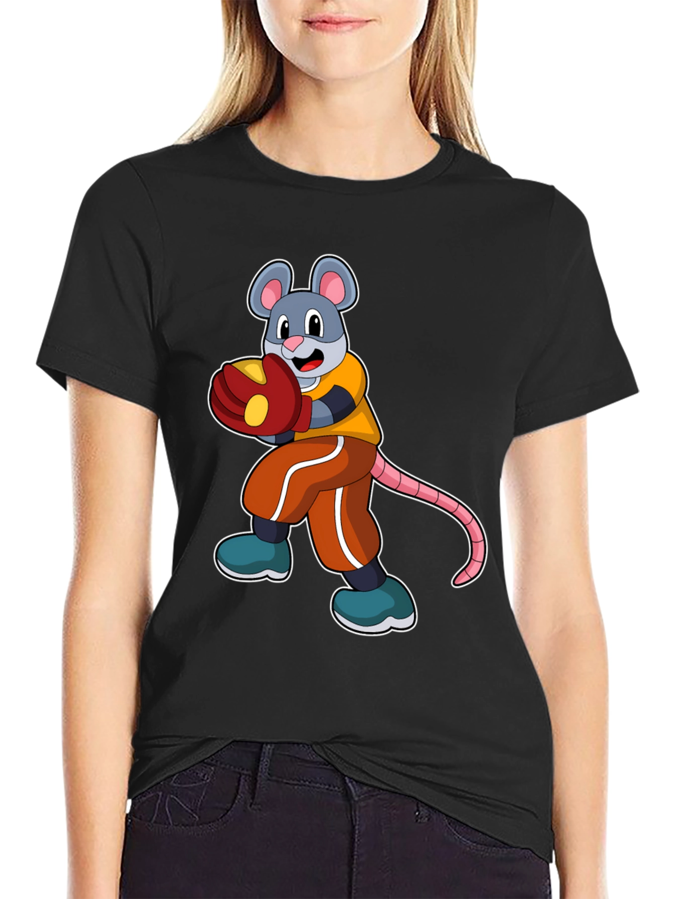 Black Mouse Boxer Graphic Tee view 2