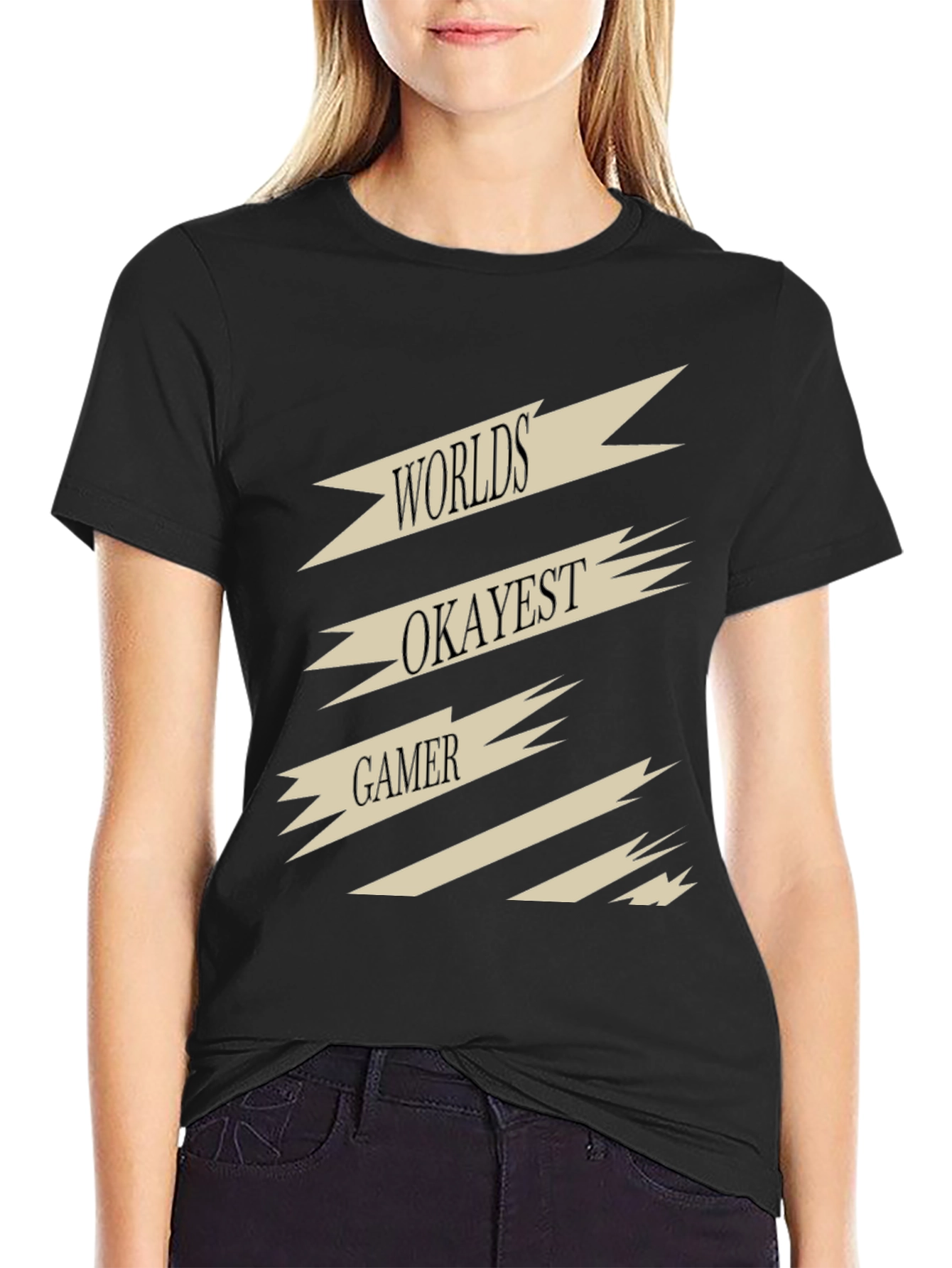 Black World's Okayest Gamer Black T-Shirt view 2