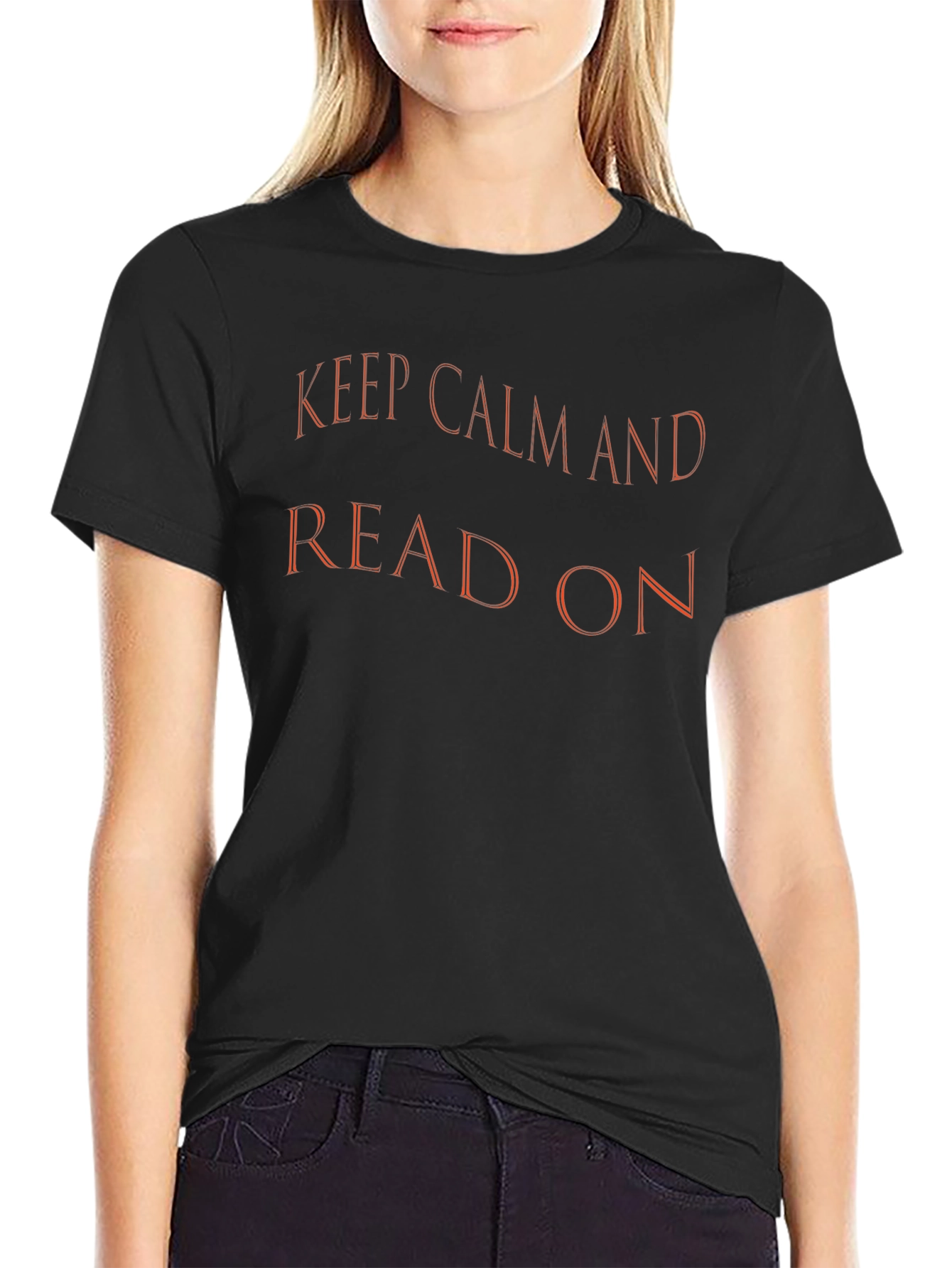 Black Keep Calm and Read On Black T-Shirt view 2