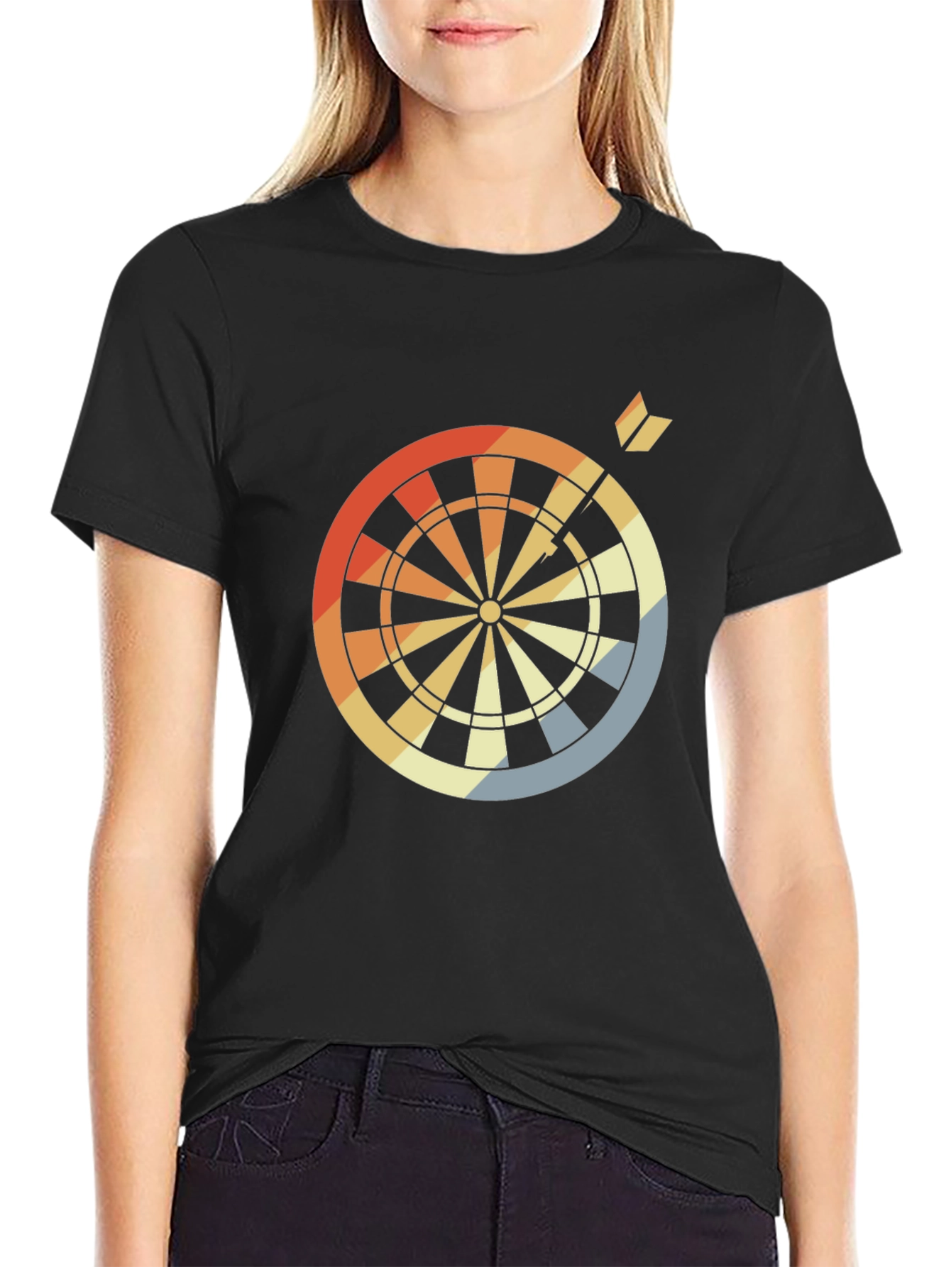 Black Retro Dartboard T-Shirt - Bullseye Tee view 2