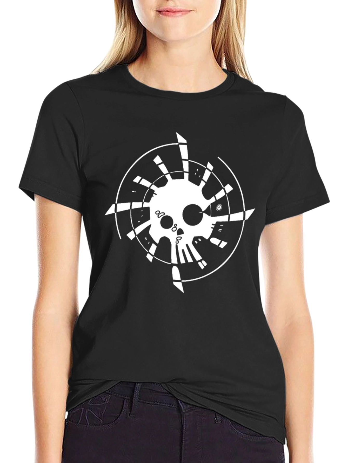 Black Skull Compass Graphic Black T-Shirt view 2