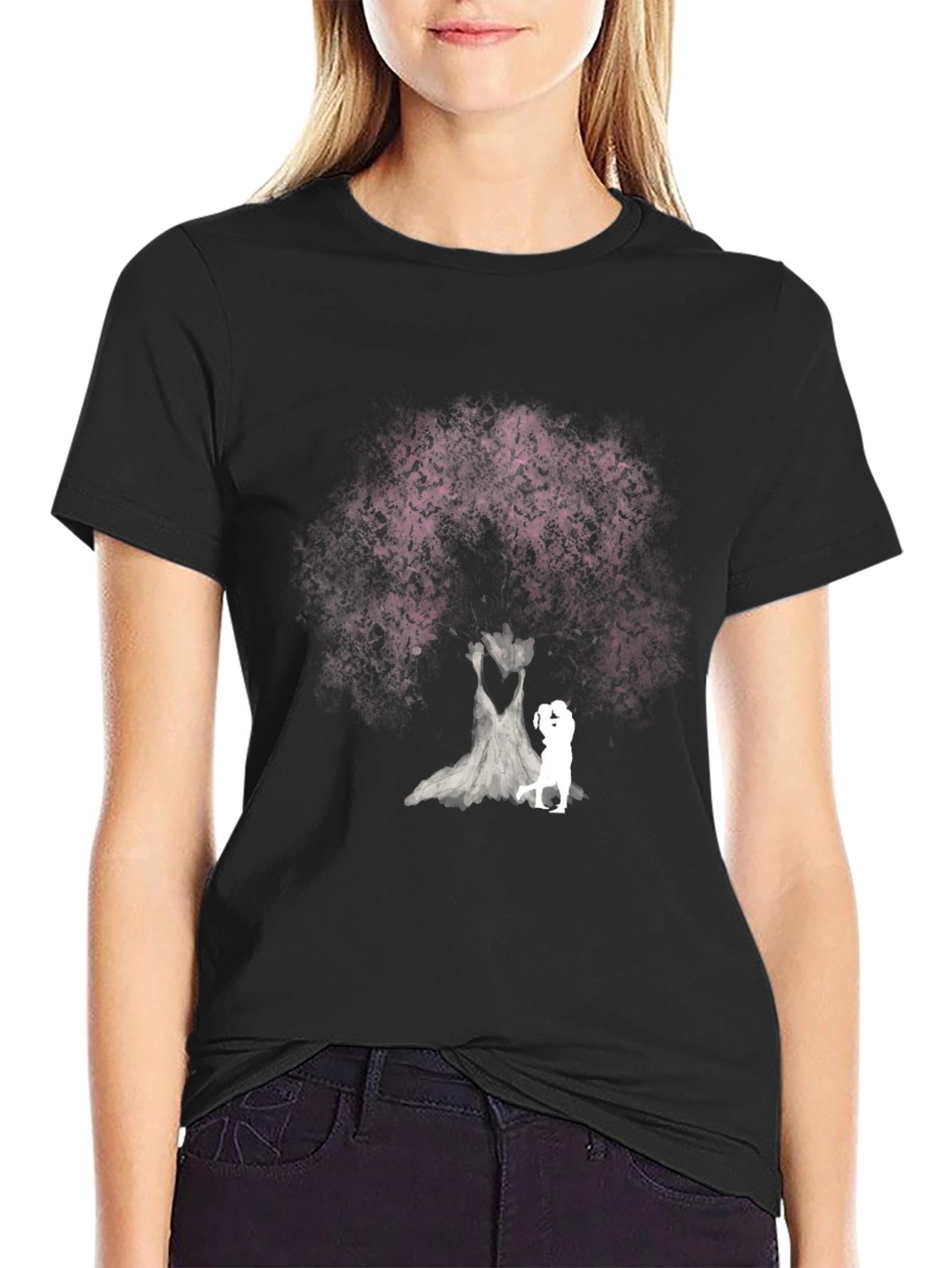 Black Romantic Tree T-Shirt - Soft Cotton Blend view 2