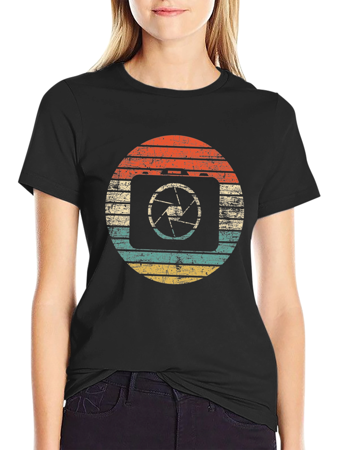 Black Retro Camera Graphic T-Shirt - Vintage Style Tee view 2