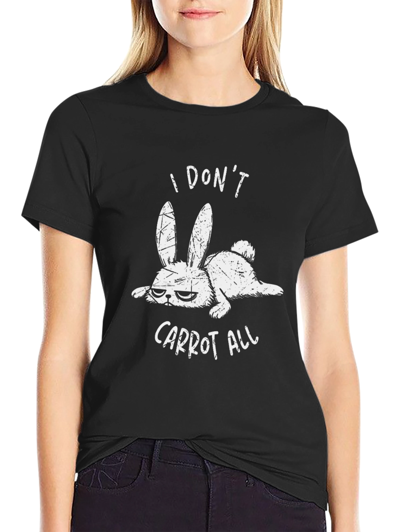 Black I Don't Carrot All Funny Bunny T-Shirt view 2