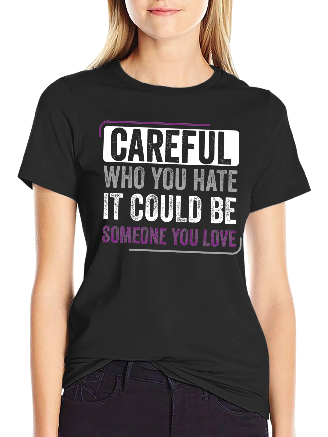 Black Careful Who You Hate Graphic Tee view 2
