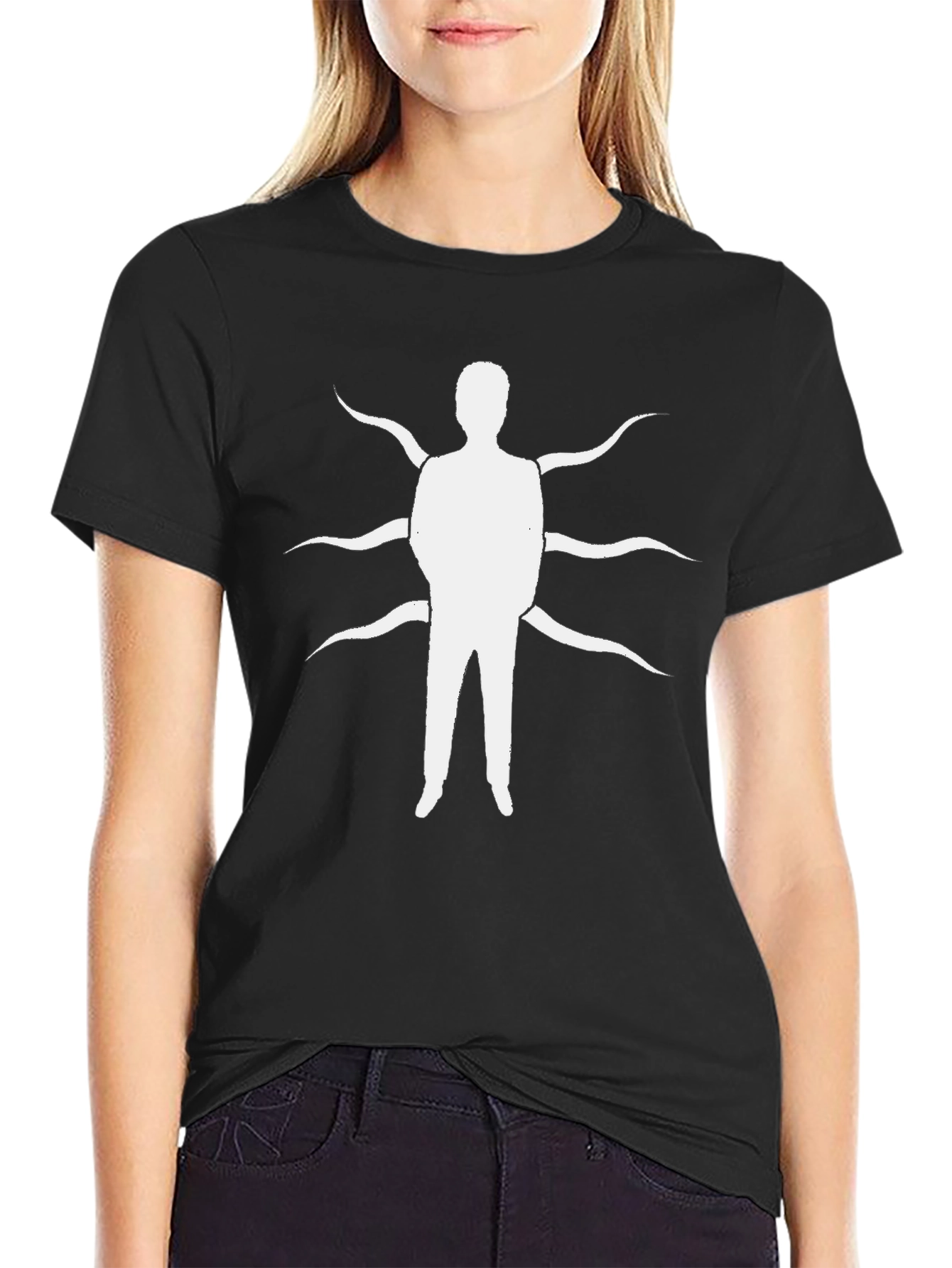 Black Slender Man Graphic Tee - Black Cotton Blend view 2