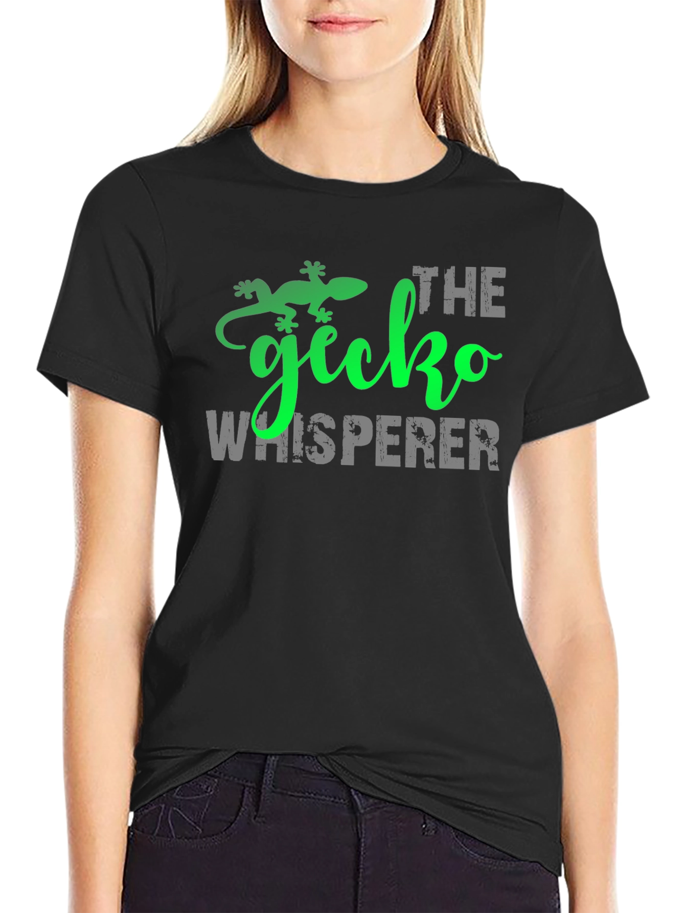 Black Gecko Whisperer Graphic Tee - Unique Animal Lover Gift view 2