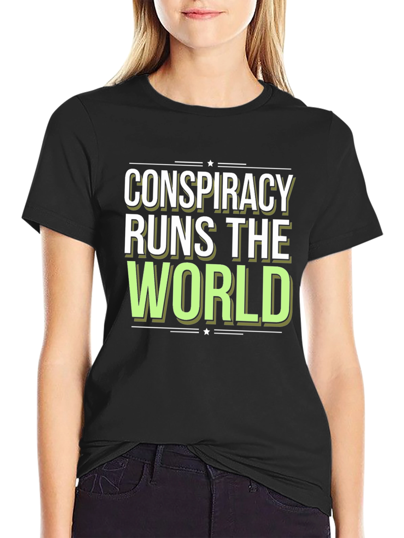 Black Conspiracy Runs The World Graphic T-Shirt view 2