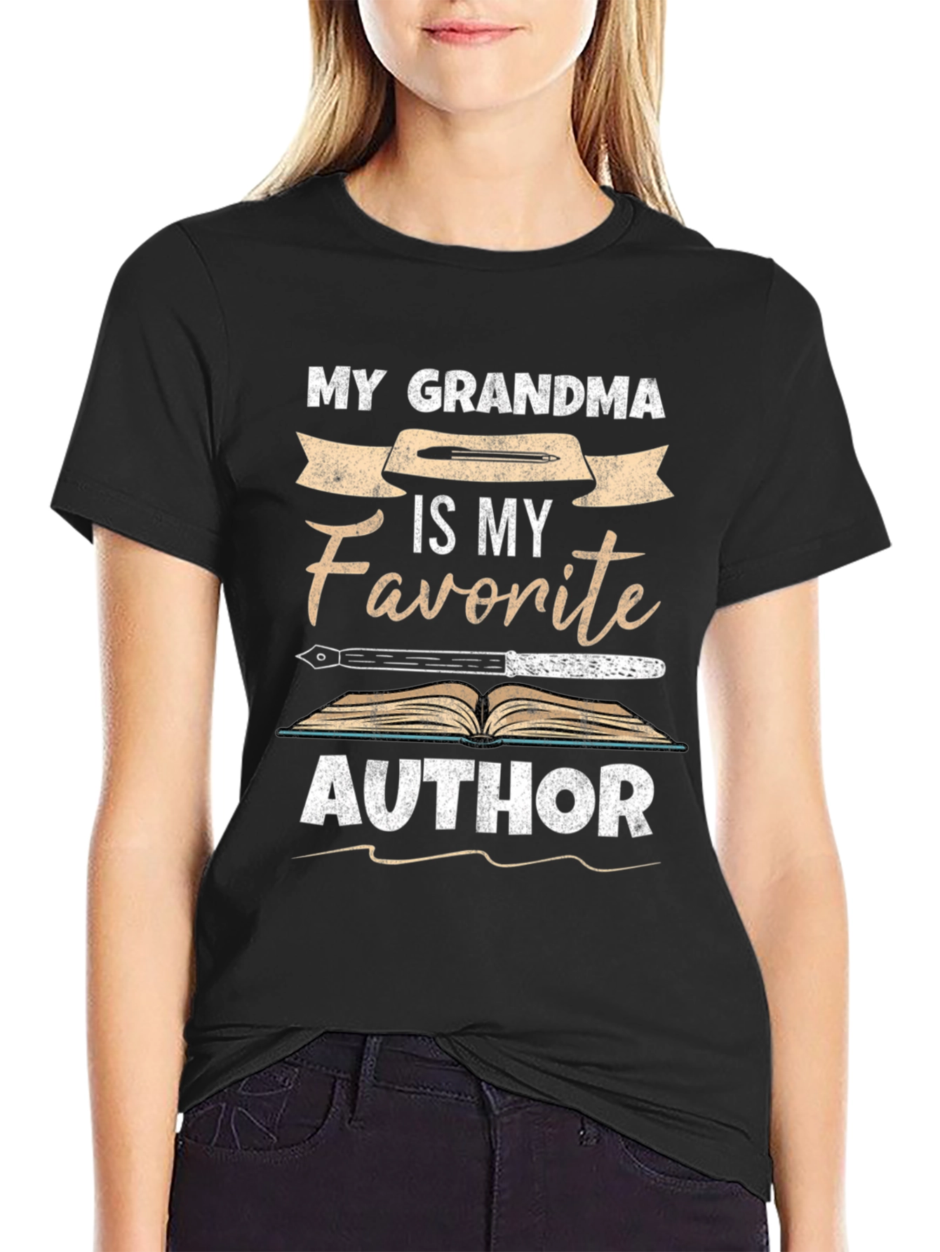 Black My Grandma is My Favorite Author Novelty T-Shirt view 2