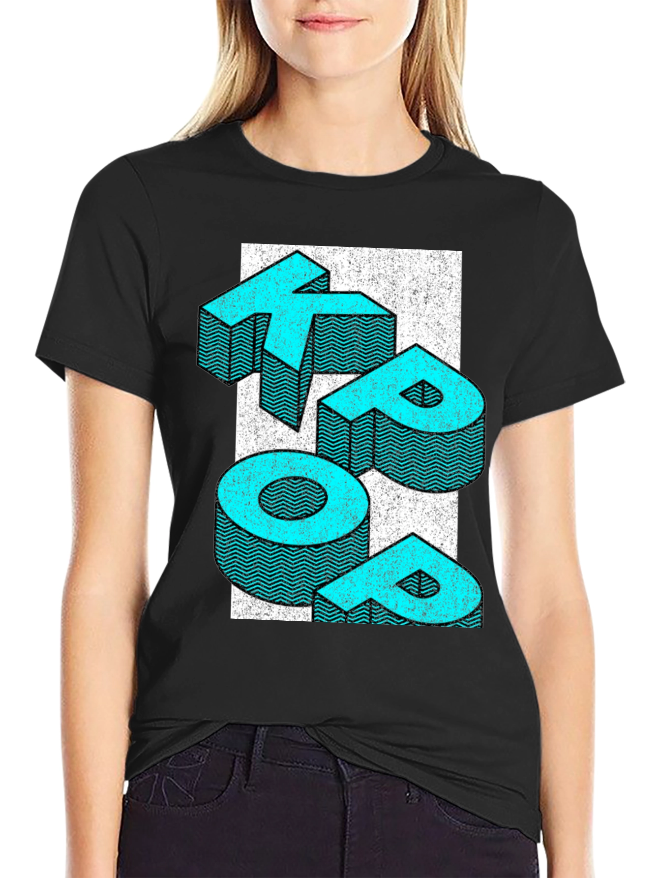 Black Retro KEEP POP T-Shirt - Graphic Print Tee view 2