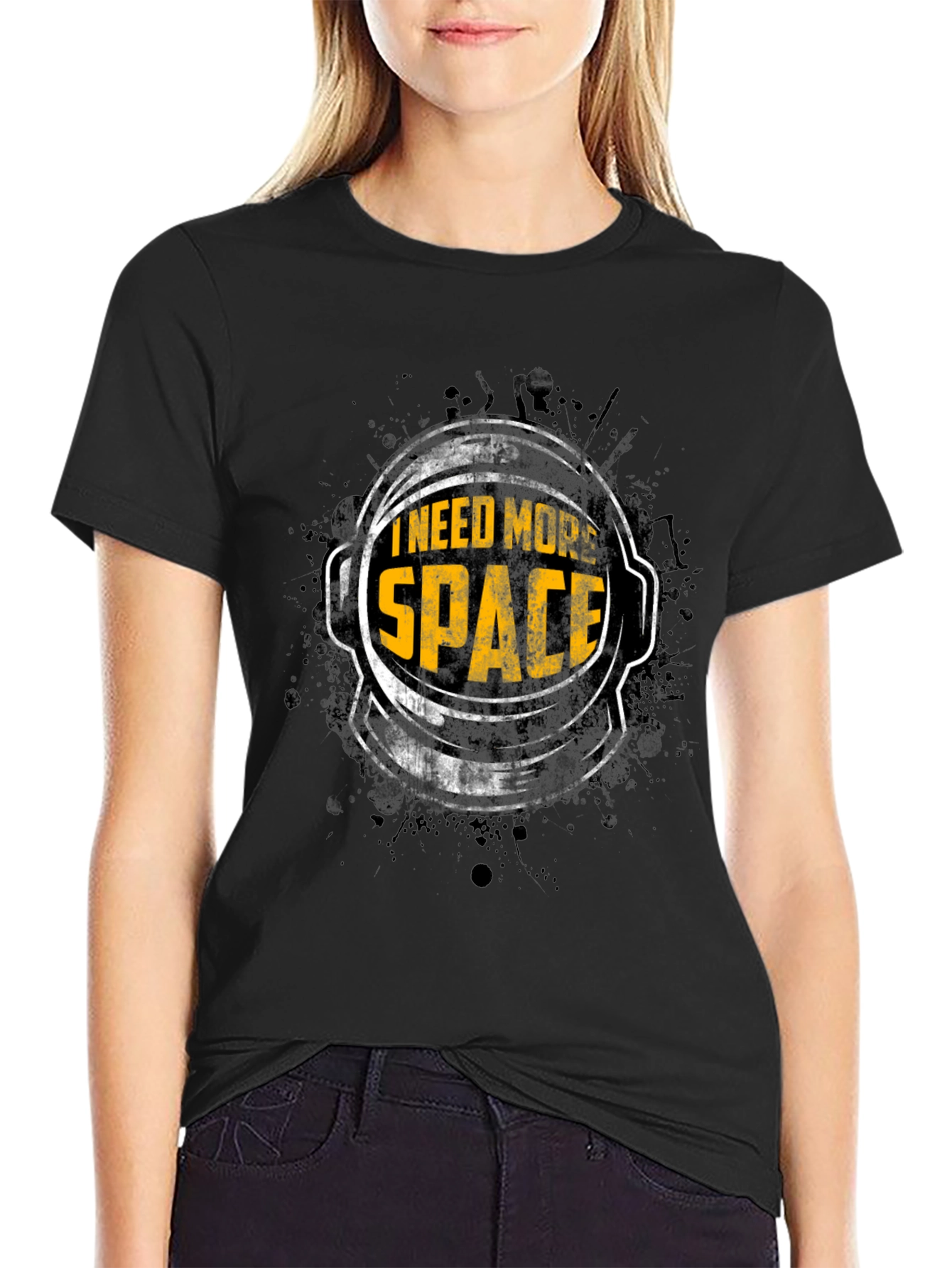 Black I Need More Space Graphic T-Shirt - Astronaut Humor Tee view 2