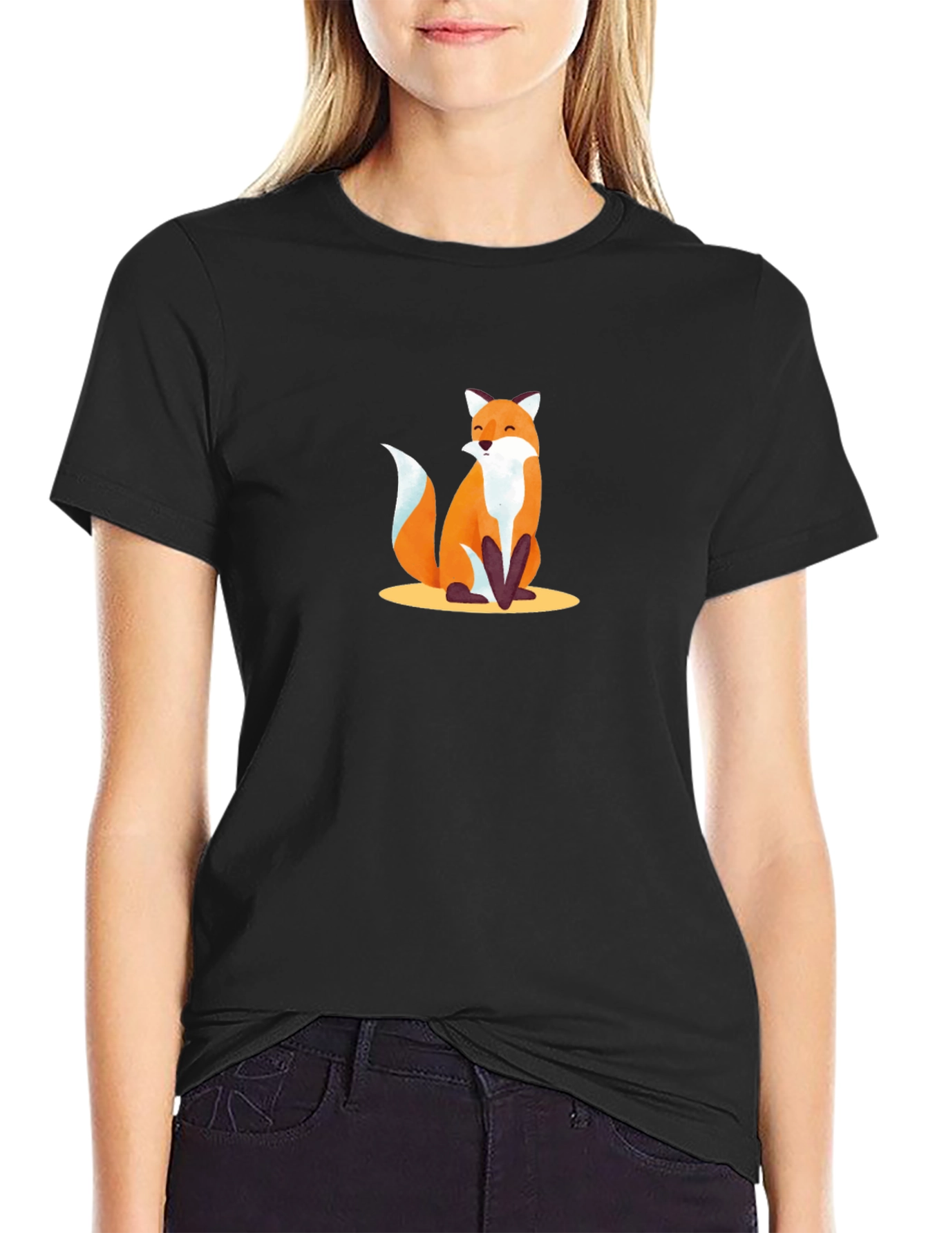 Black Fox Graphic T-Shirt - Black Cotton Tee view 2