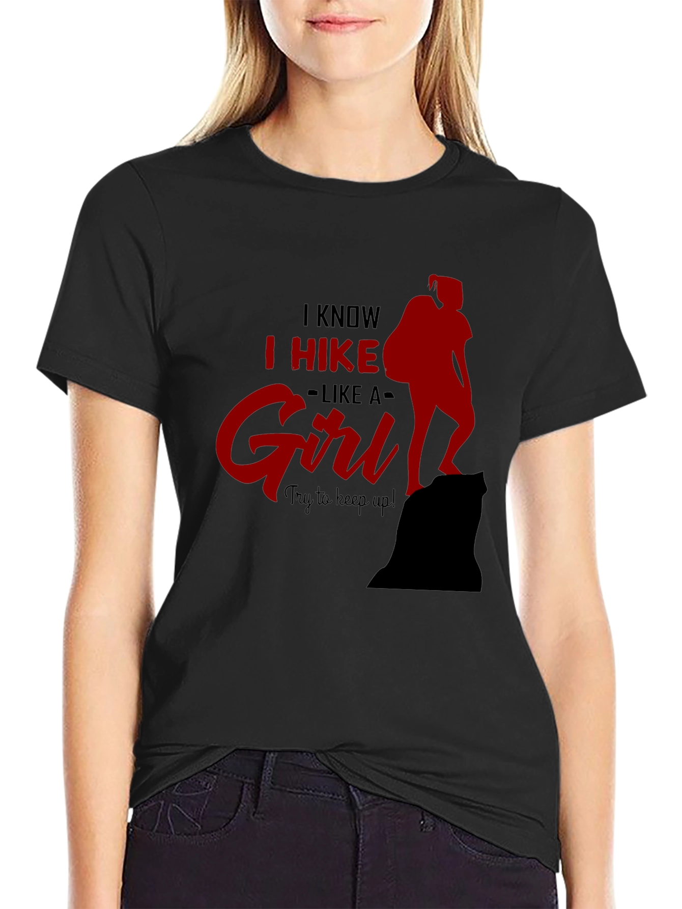 Black I Hike Like A Girl T-Shirt view 2