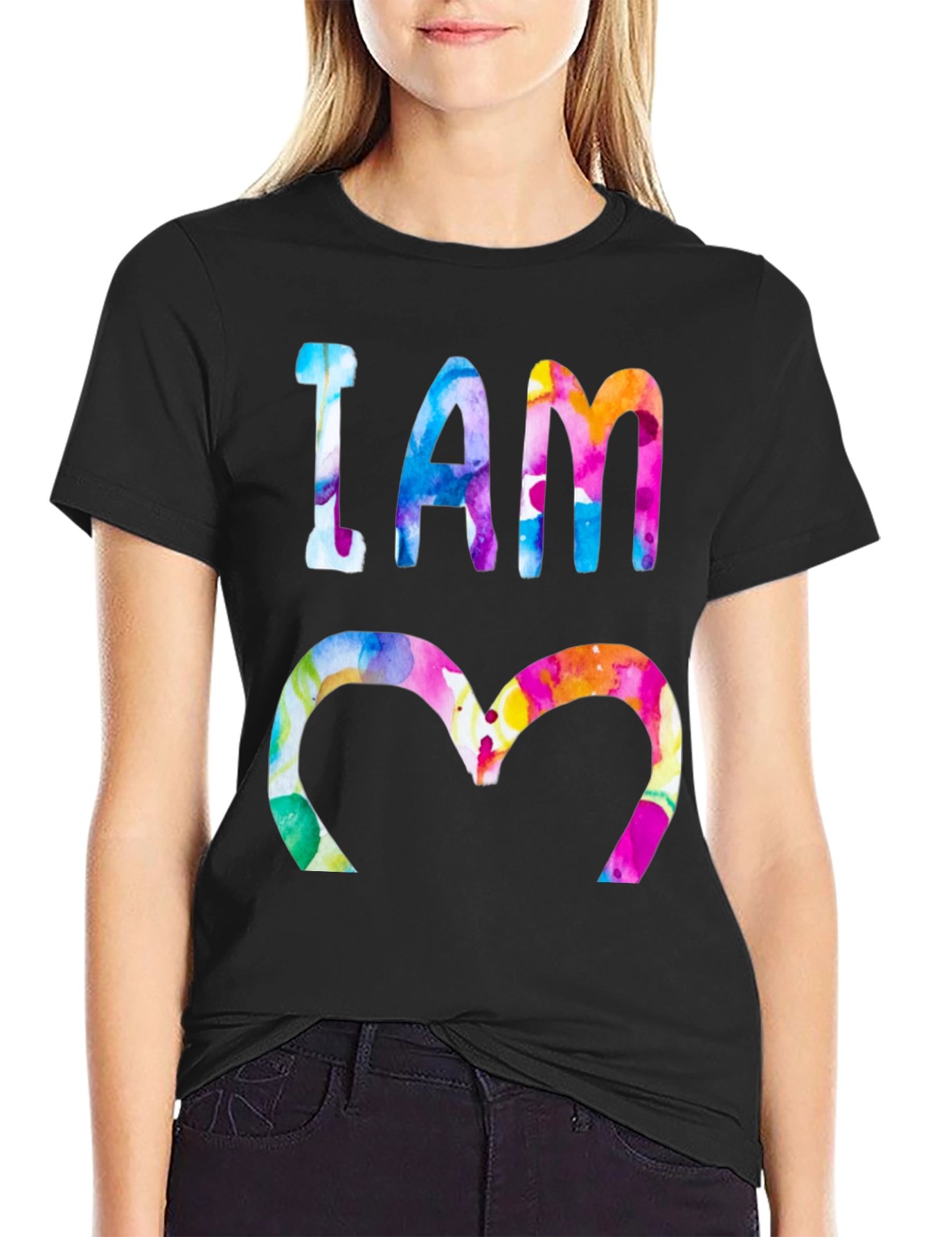 Black I AM 3 Watercolor T-Shirt view 2