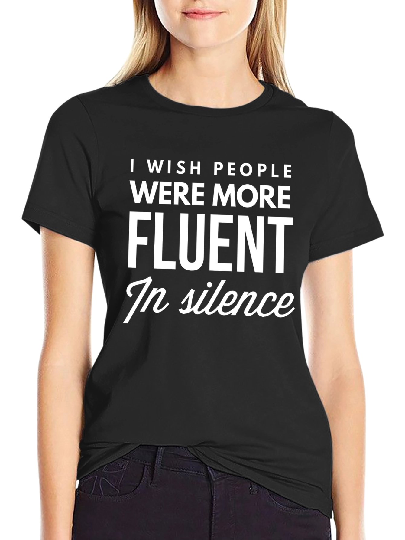 Black Fluent in Silence Graphic T-Shirt view 2