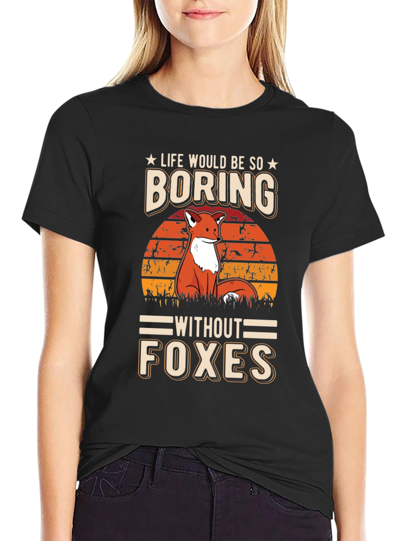 Black Life Would Be So Boring Without Foxes T-Shirt view 2