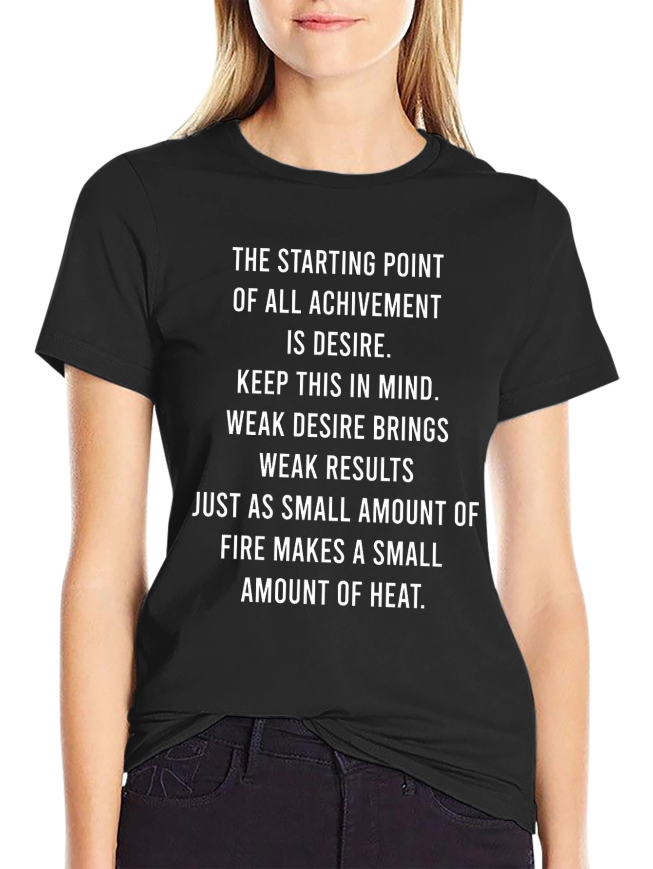 Black Motivational Quote T-Shirt - Desire & Achievement view 2