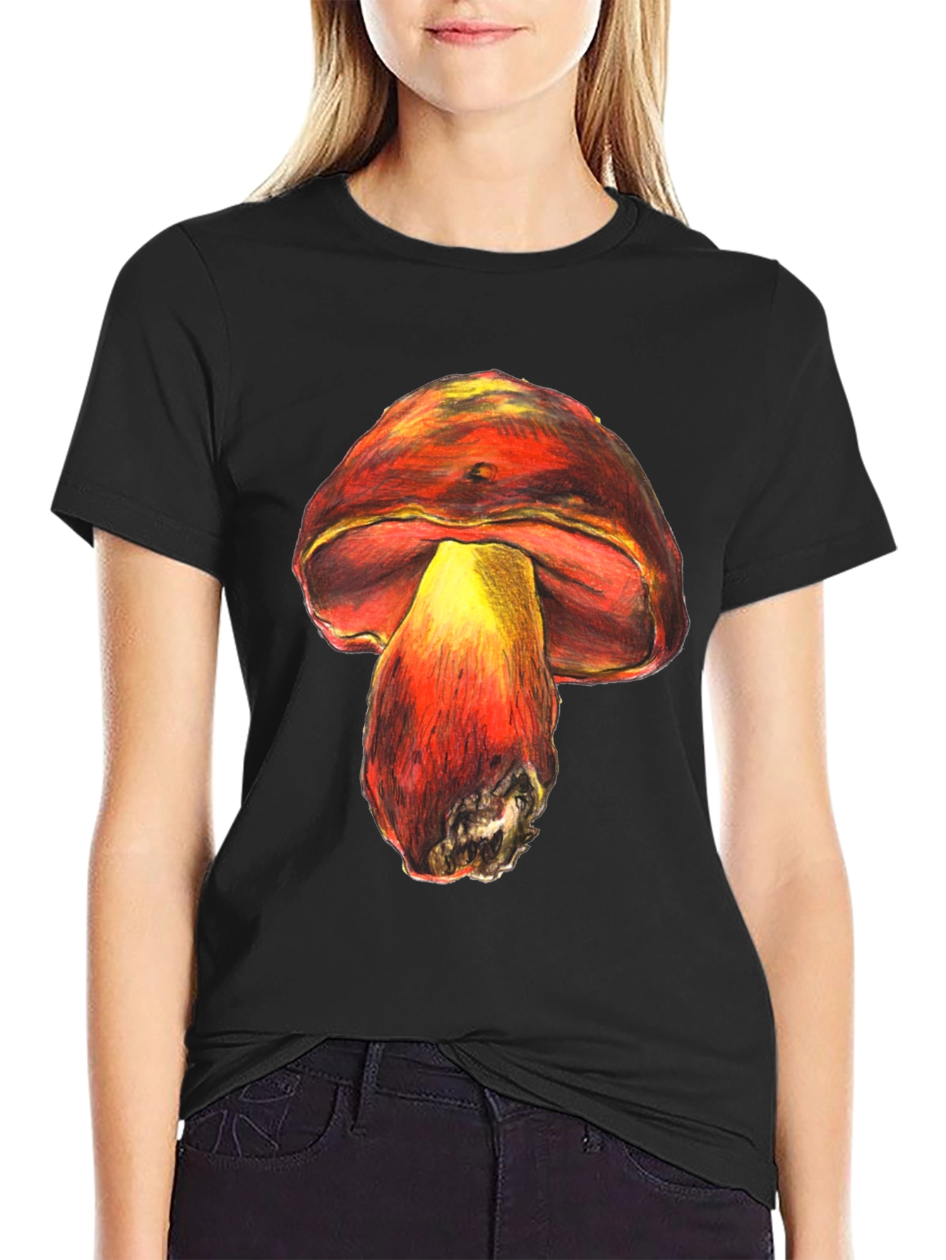 Black Mushroom Graphic Tee - Unique Unisex Design view 2