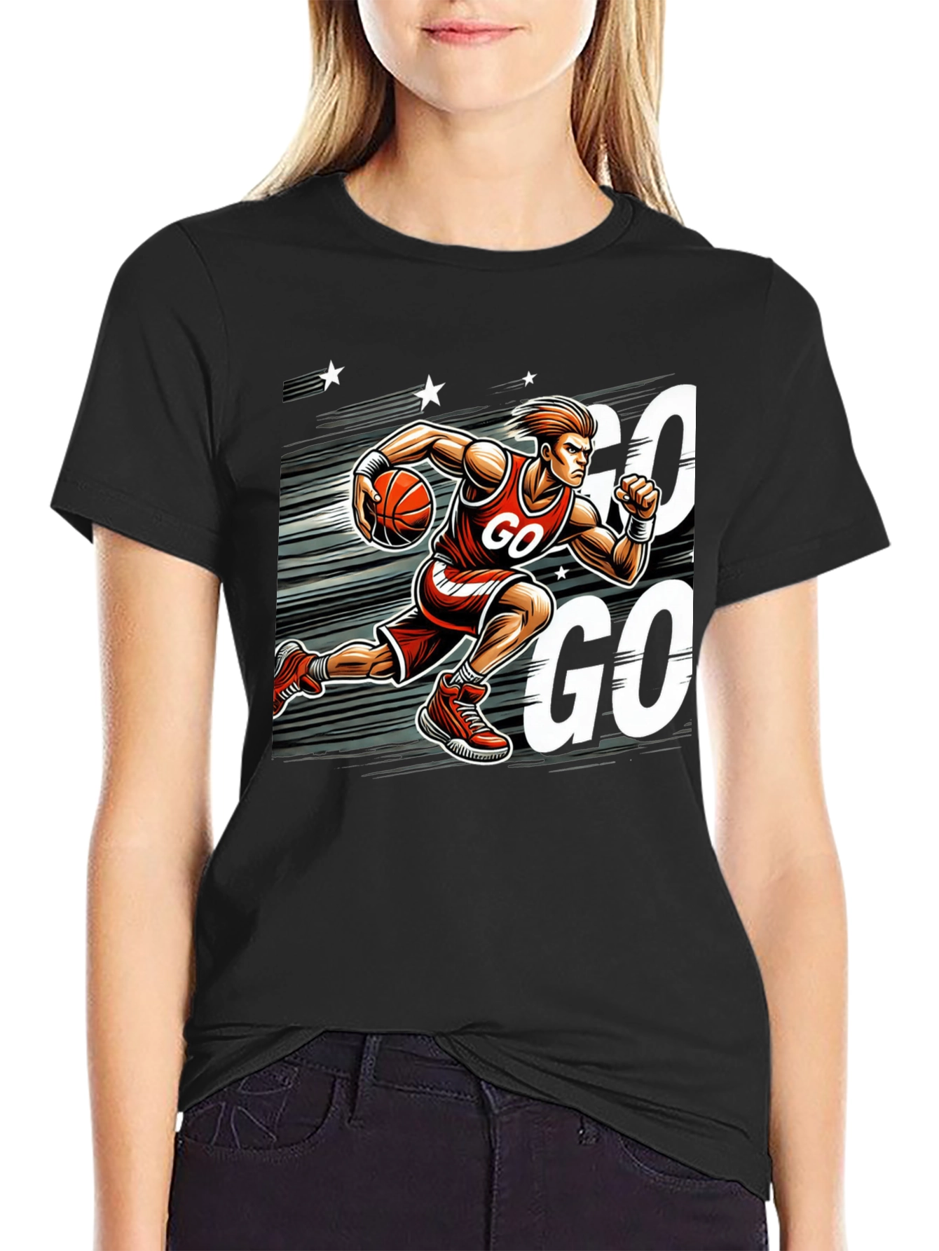 Black Basketball Go T-Shirt view 2