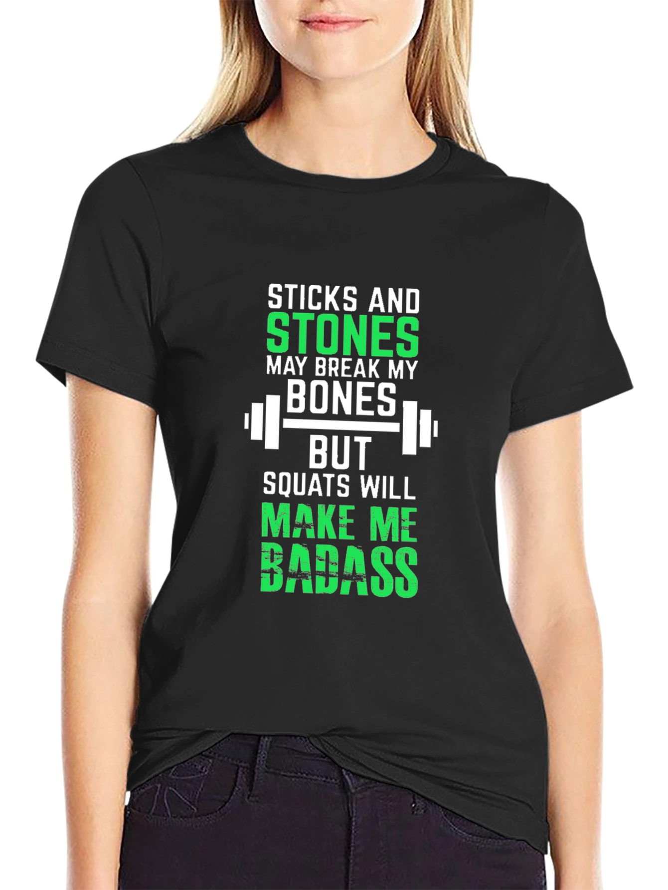 Black Sticks and Stones Squats Workout T-Shirt view 2