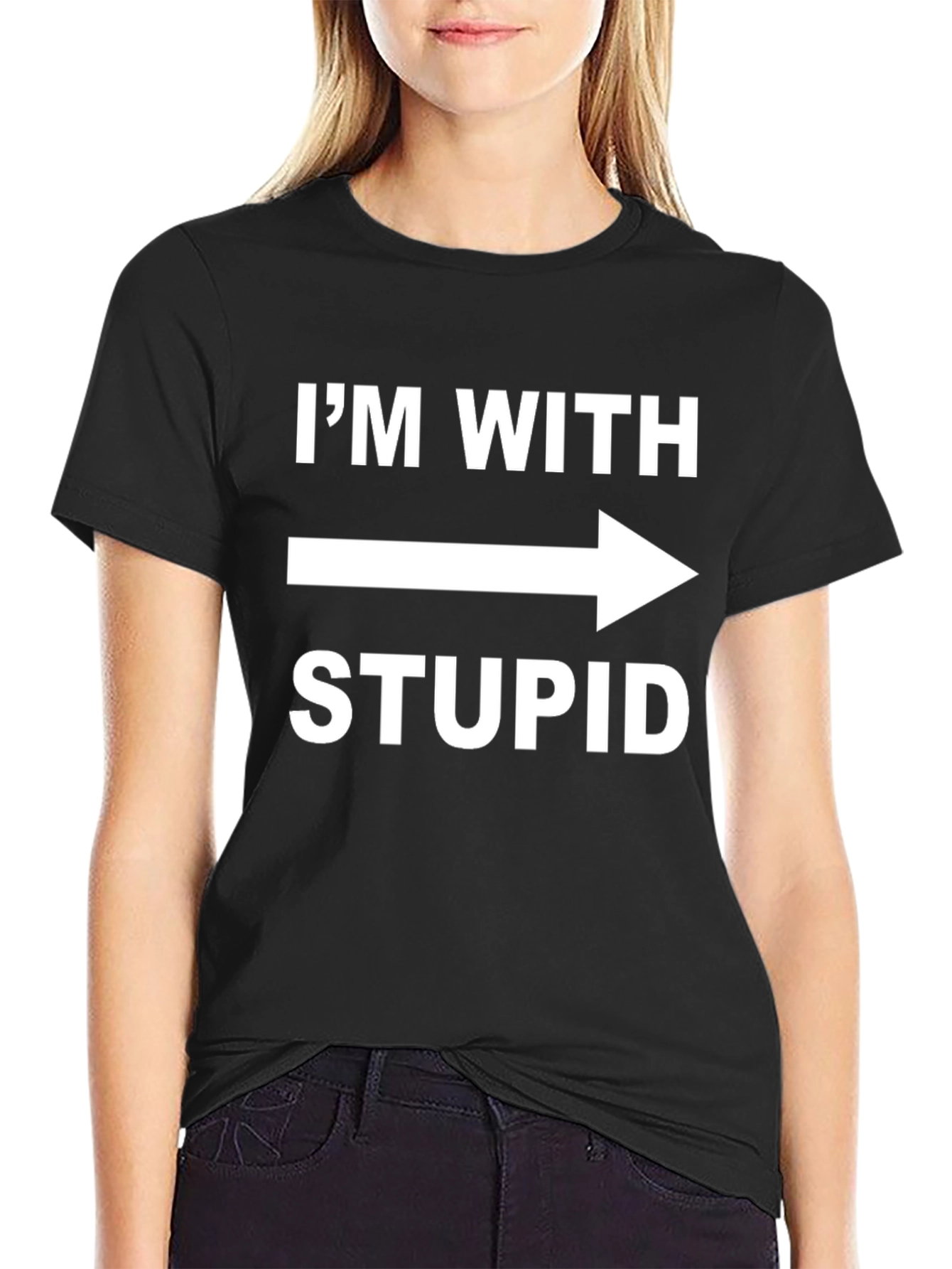 Black I'm With Stupid T-Shirt view 2