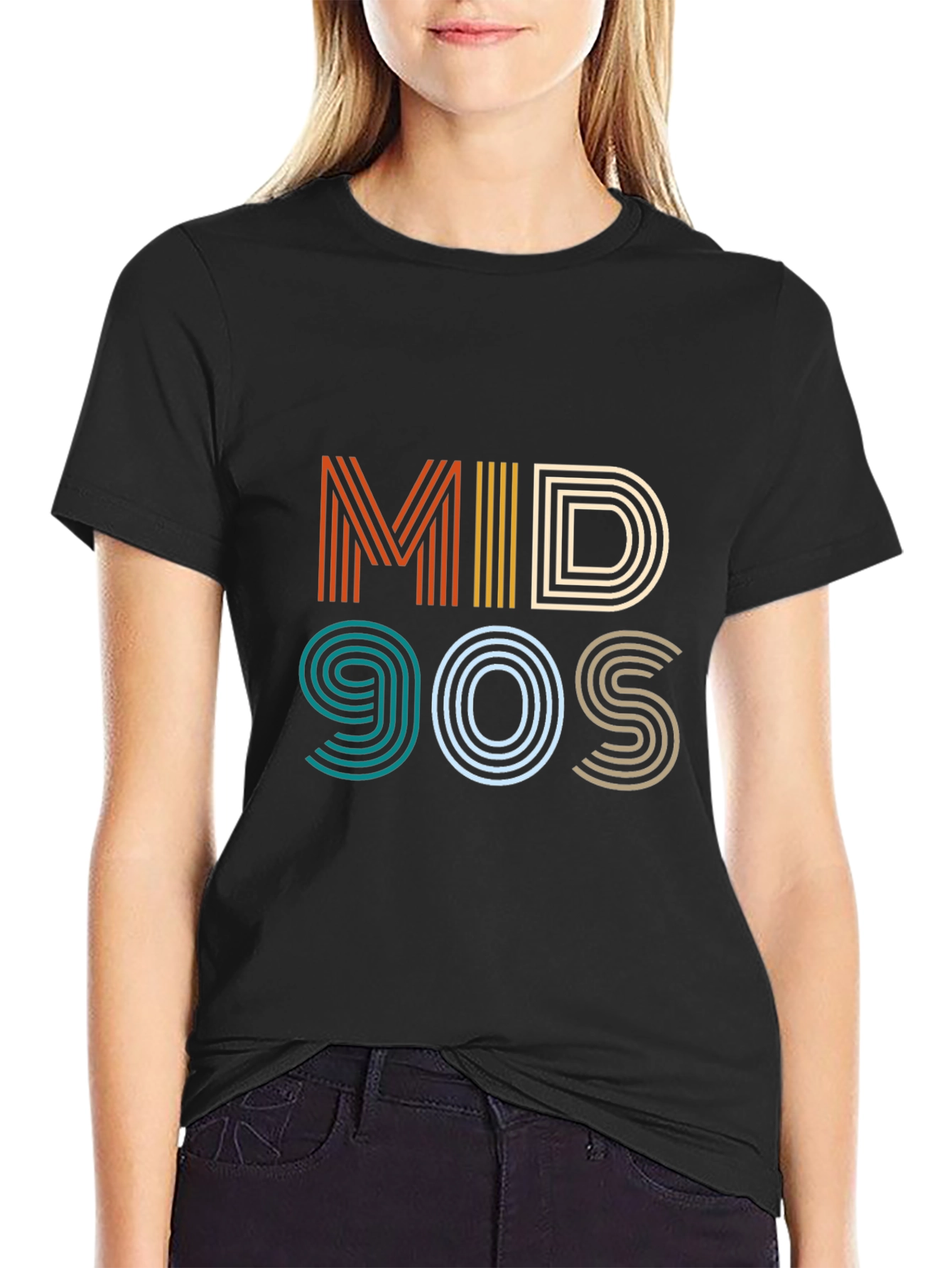Black Retro Mid 90s Graphic Tee - Vintage Style view 2