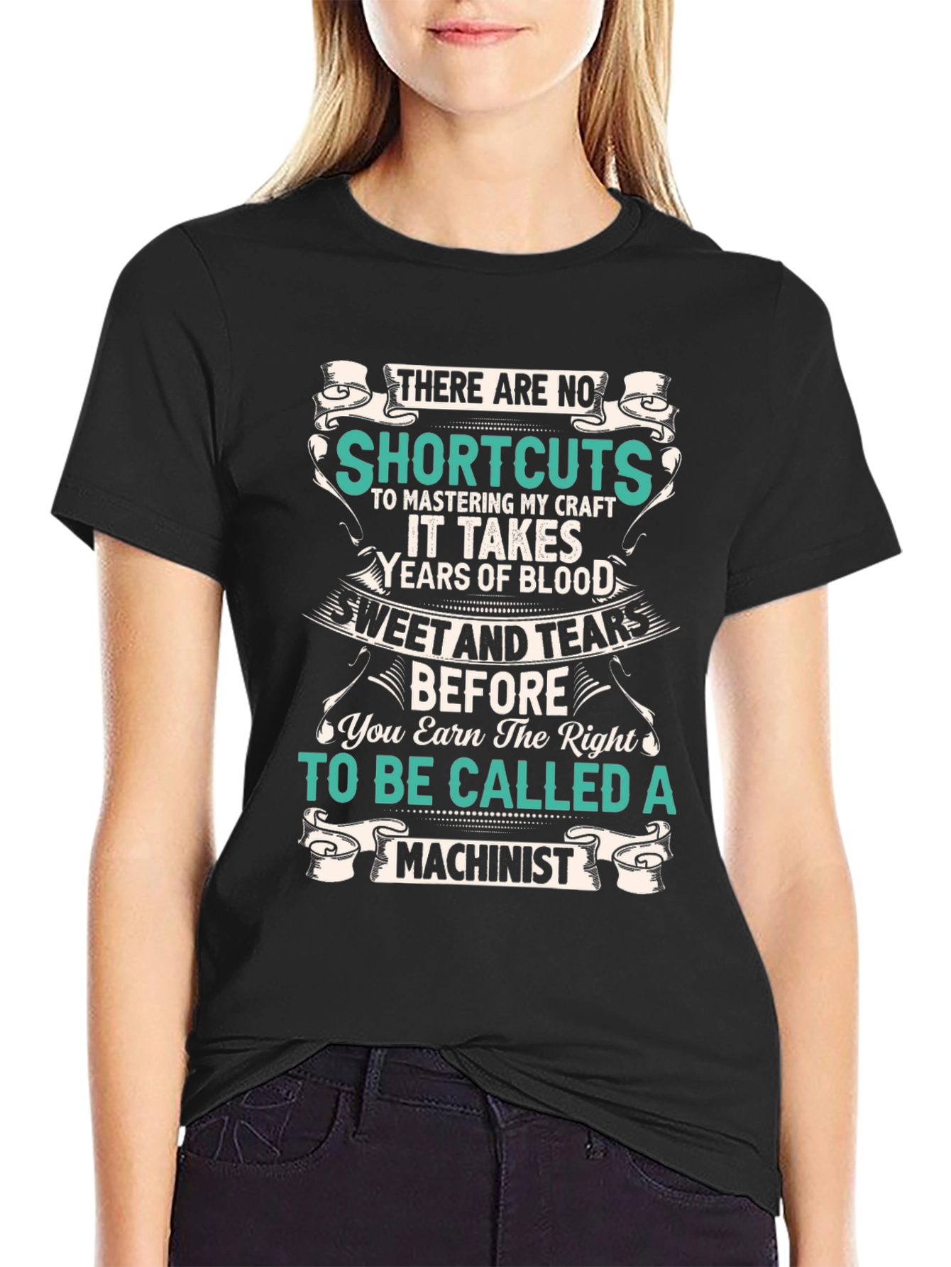 Black Machinist T-Shirt - No Shortcuts to Mastery view 2