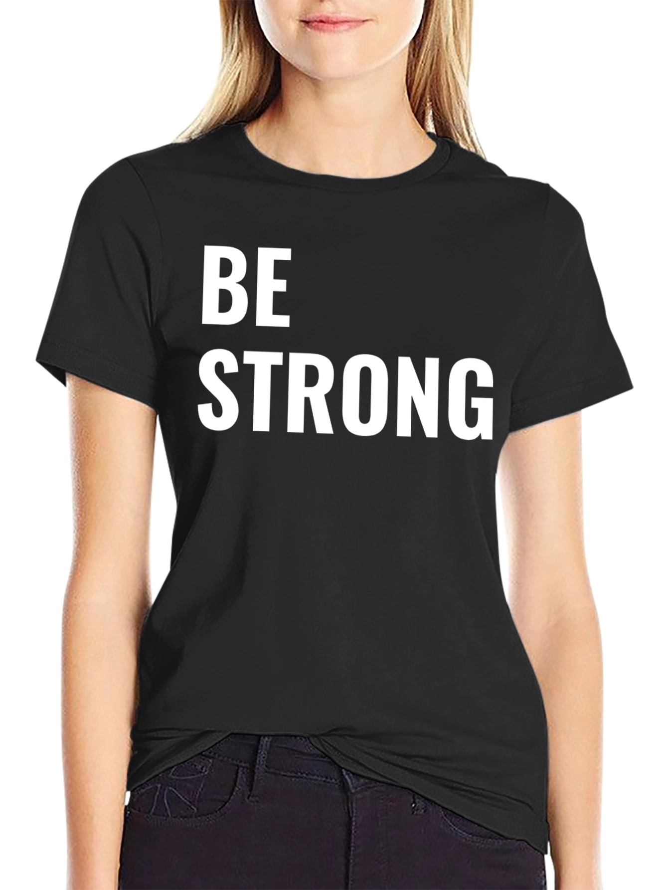 Black Be Strong Graphic Tee - Bold Statement T-Shirt view 2