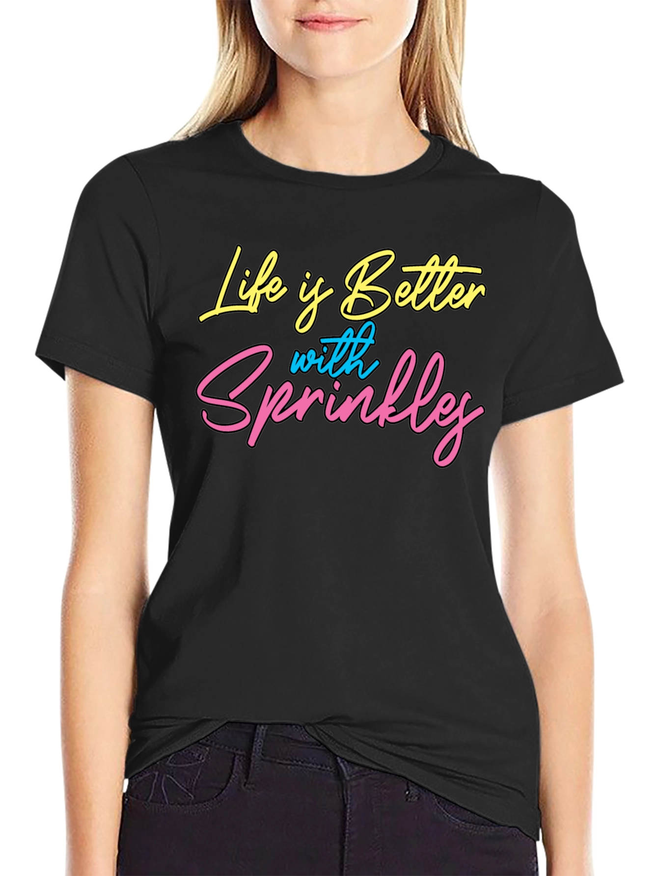 Black Life is Better with Sprinkles Black Graphic Tee view 2