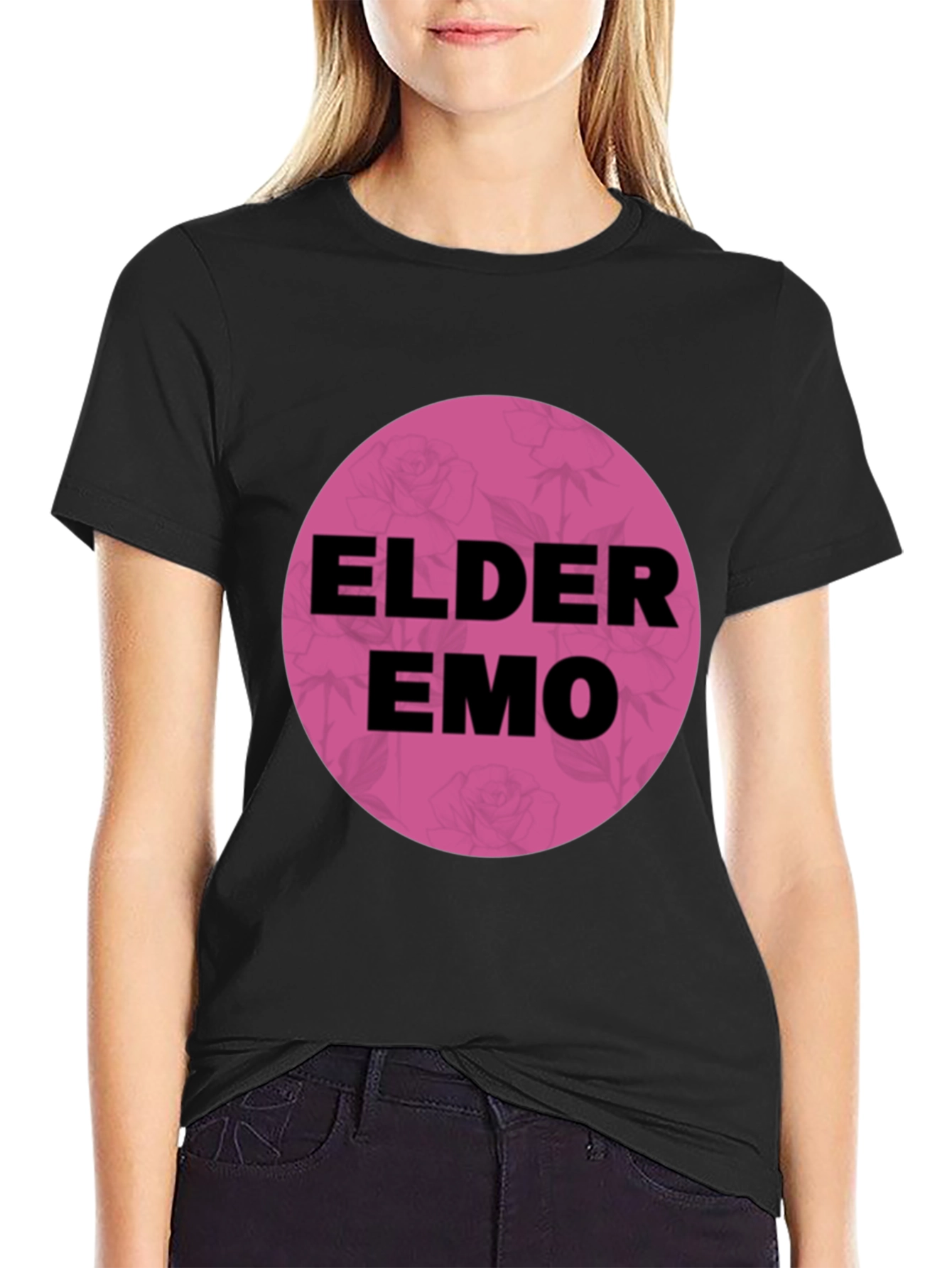 Black Elder Emo T-Shirt - Black Cotton Blend Graphic Tee view 2