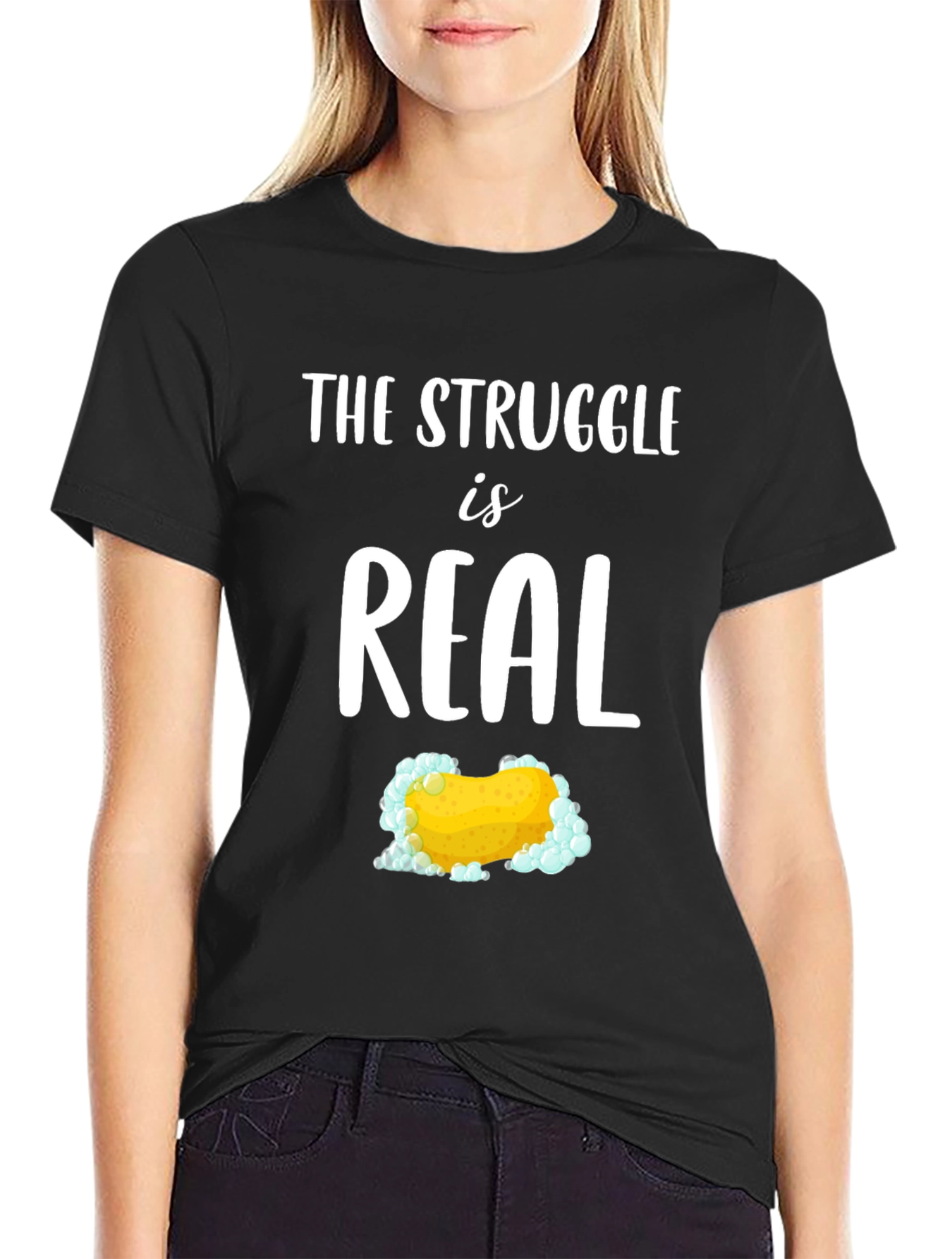 Black The Struggle is Real T-Shirt view 2