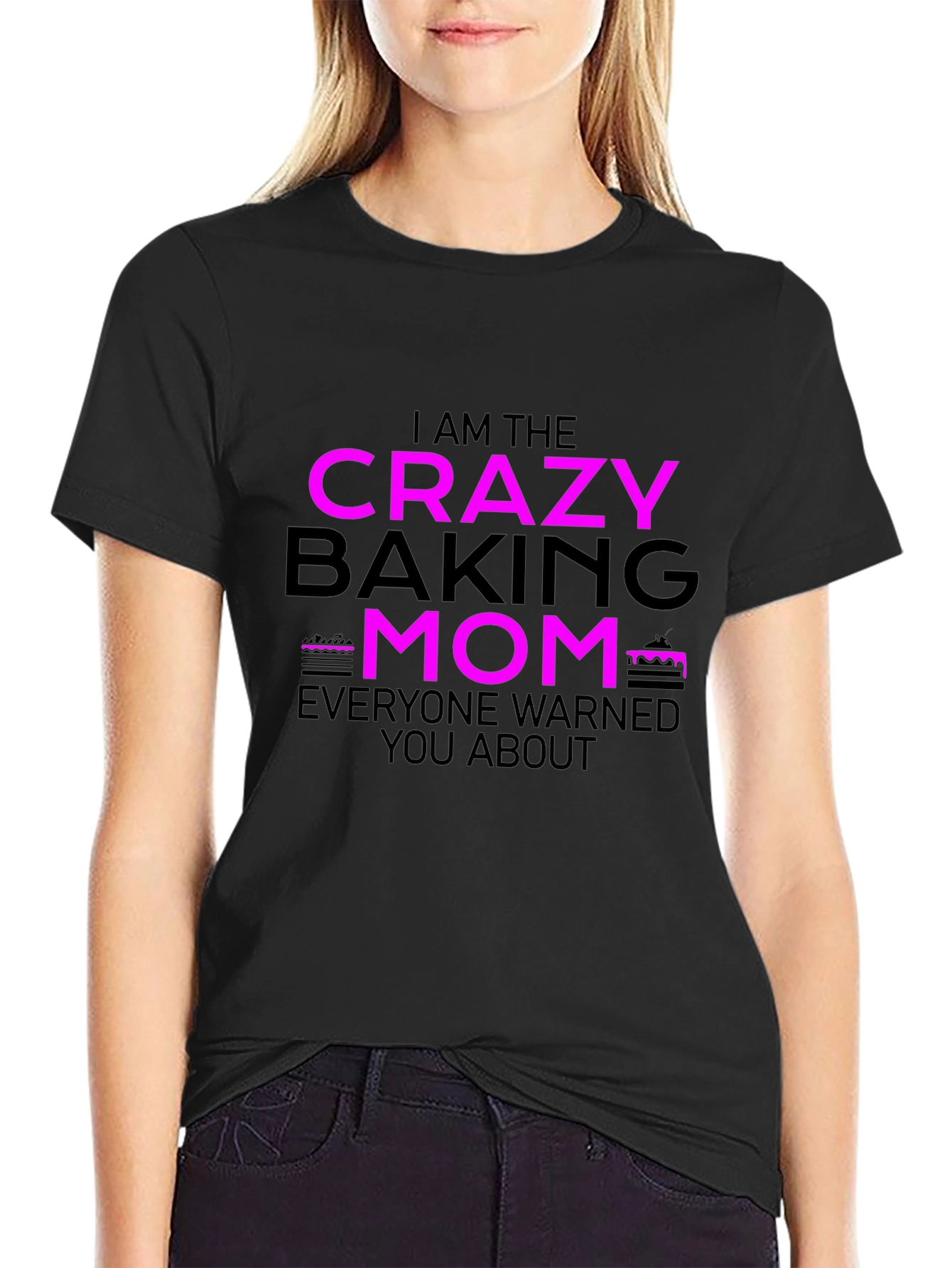 Black Crazy Baking Mom Graphic T-Shirt view 2