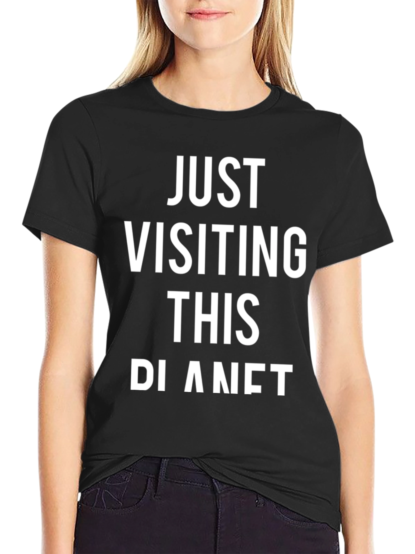 Black Just Visiting This Planet Graphic T-Shirt view 2