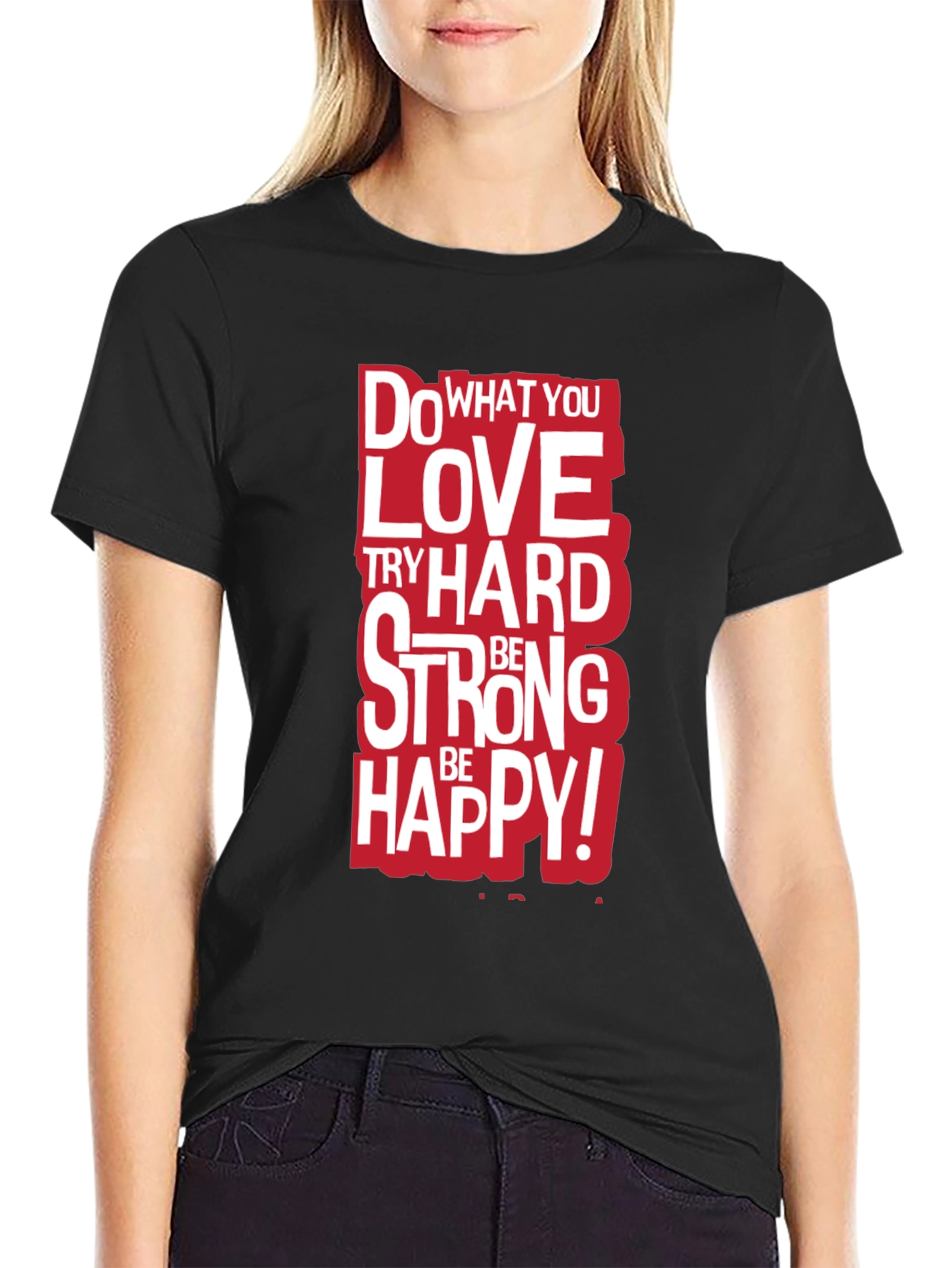 Black Motivational Graphic Tee - Do What You Love Black T-Shirt view 2
