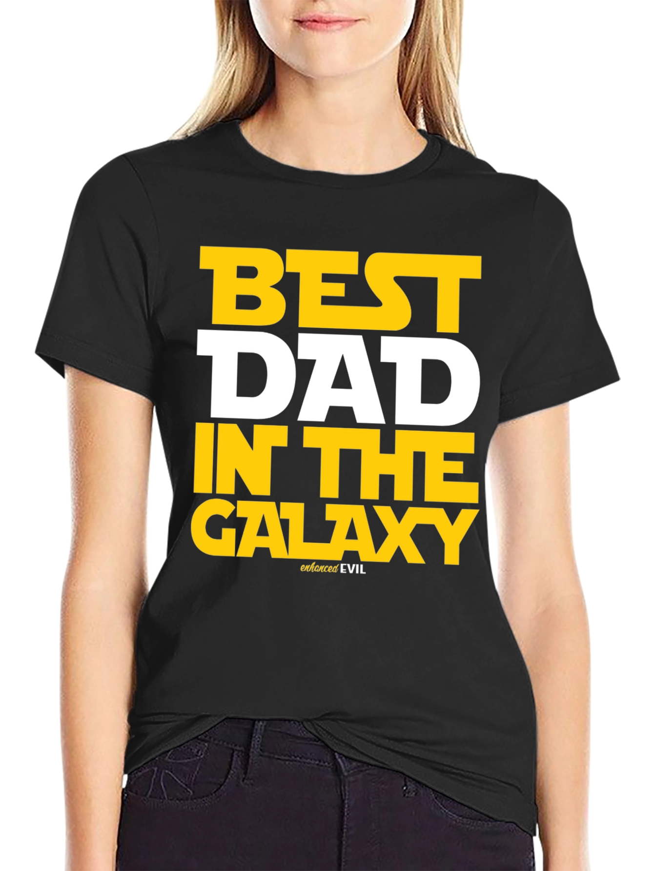 Black Best Dad in the Galaxy T-Shirt view 2