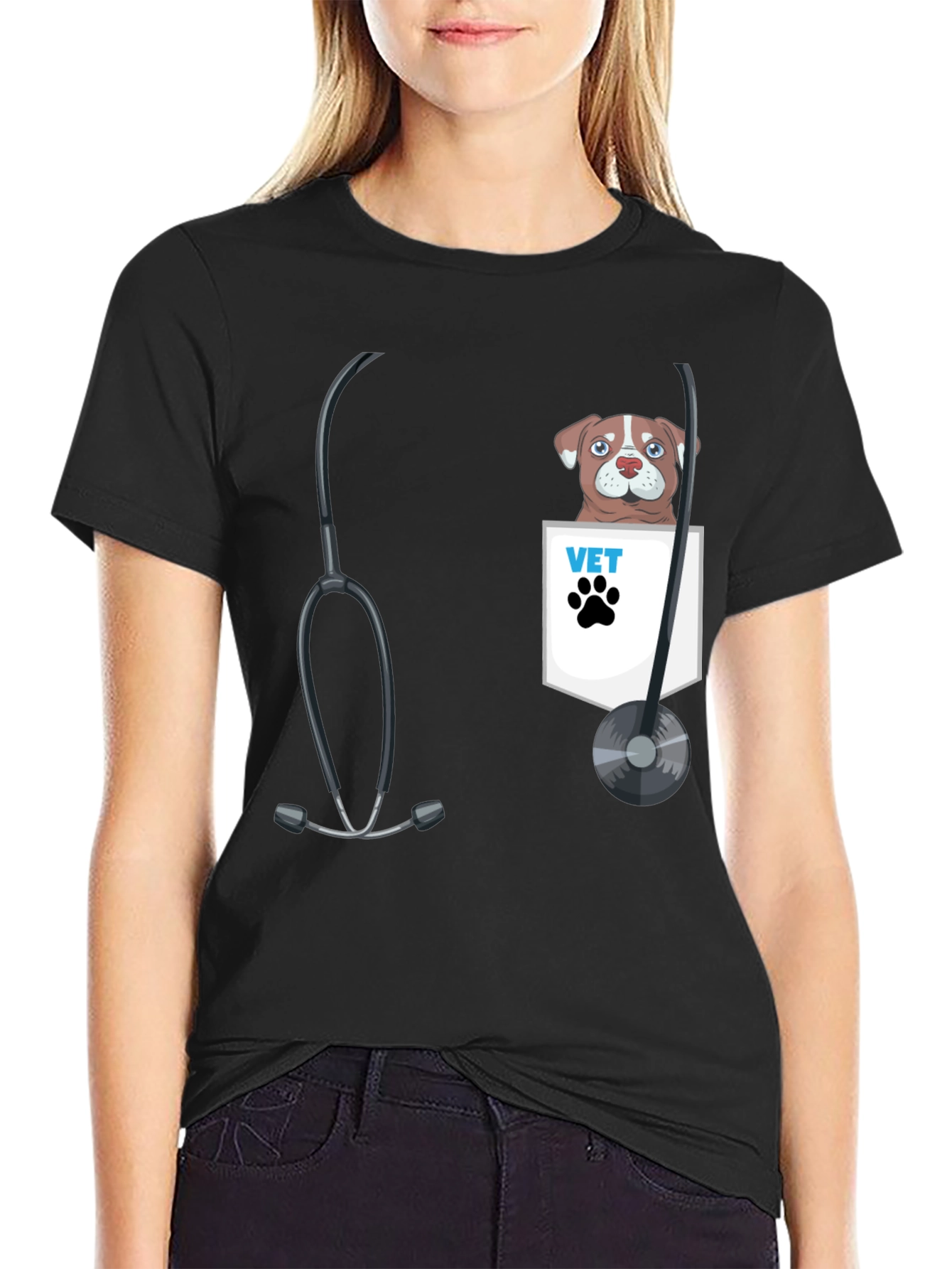 Black Vet Dog Pocket Graphic Tee view 2