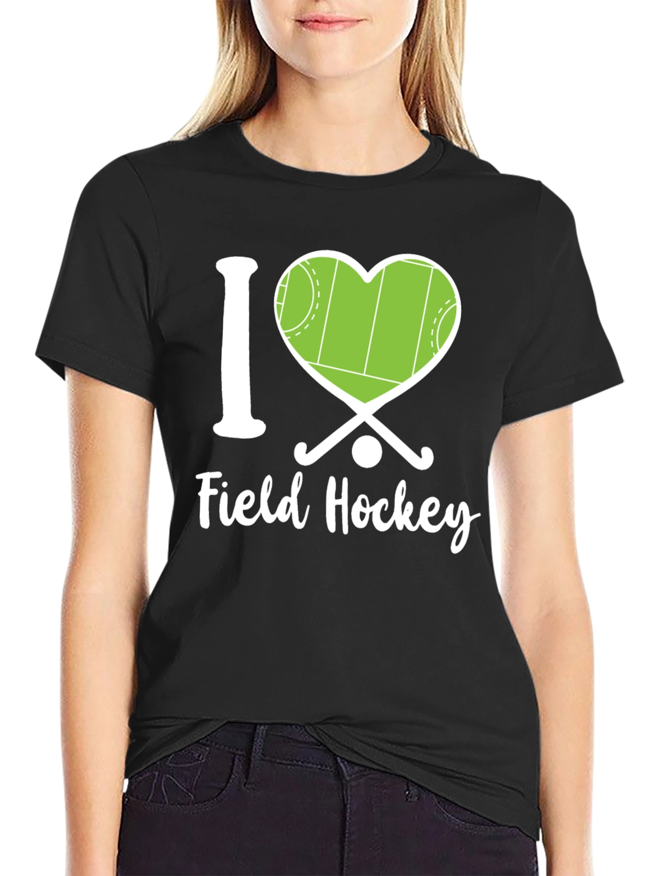 Black I Love Field Hockey Graphic Tee view 2