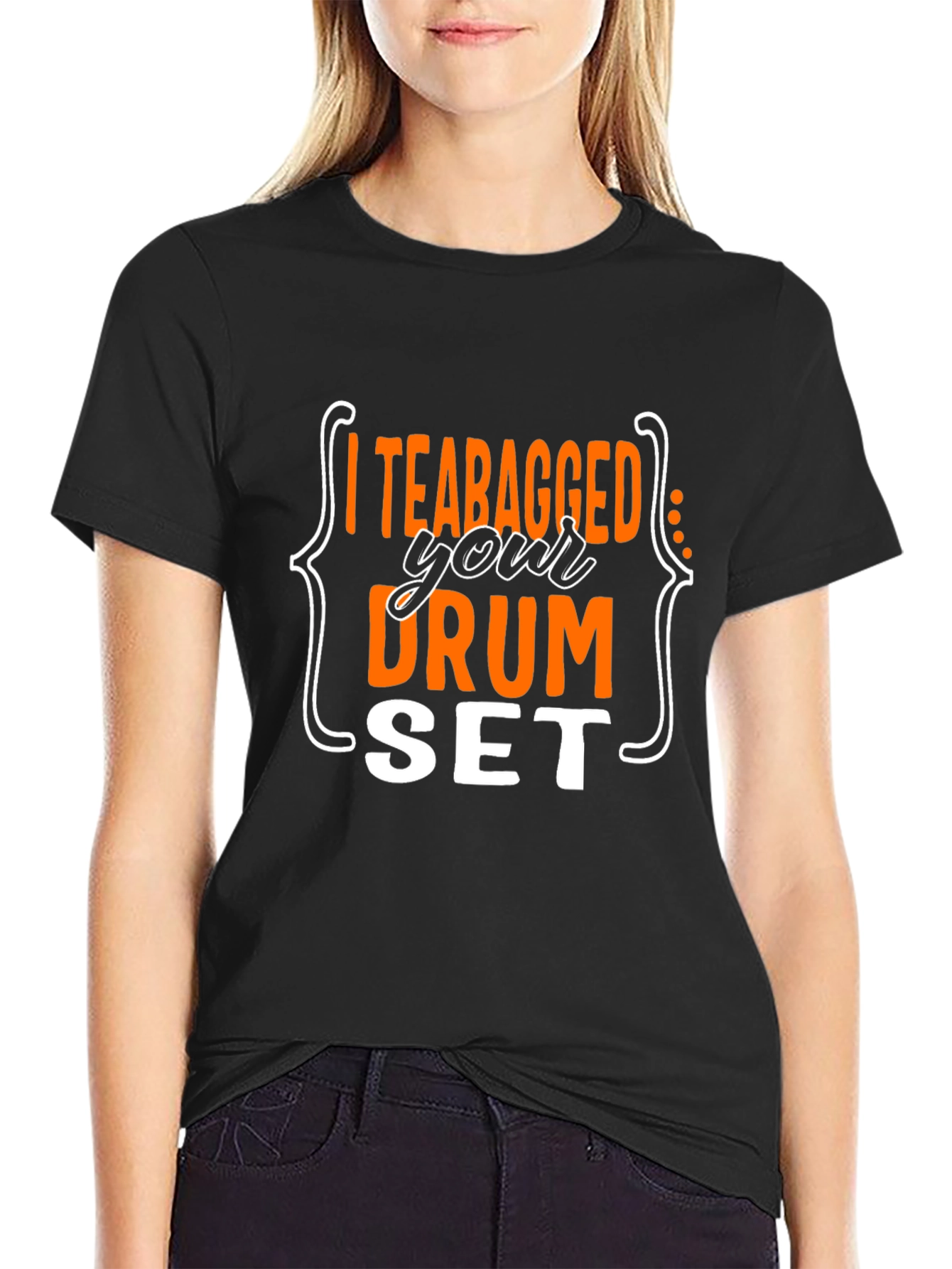 Black I Teabagged Your Drum Set T-Shirt view 2