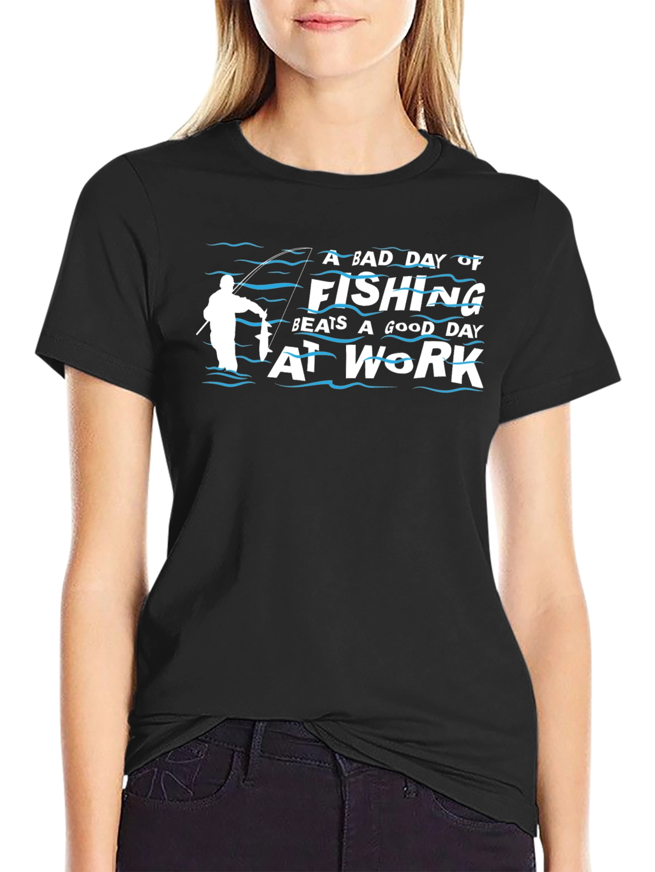 Black A Bad Day of Fishing T-Shirt view 2
