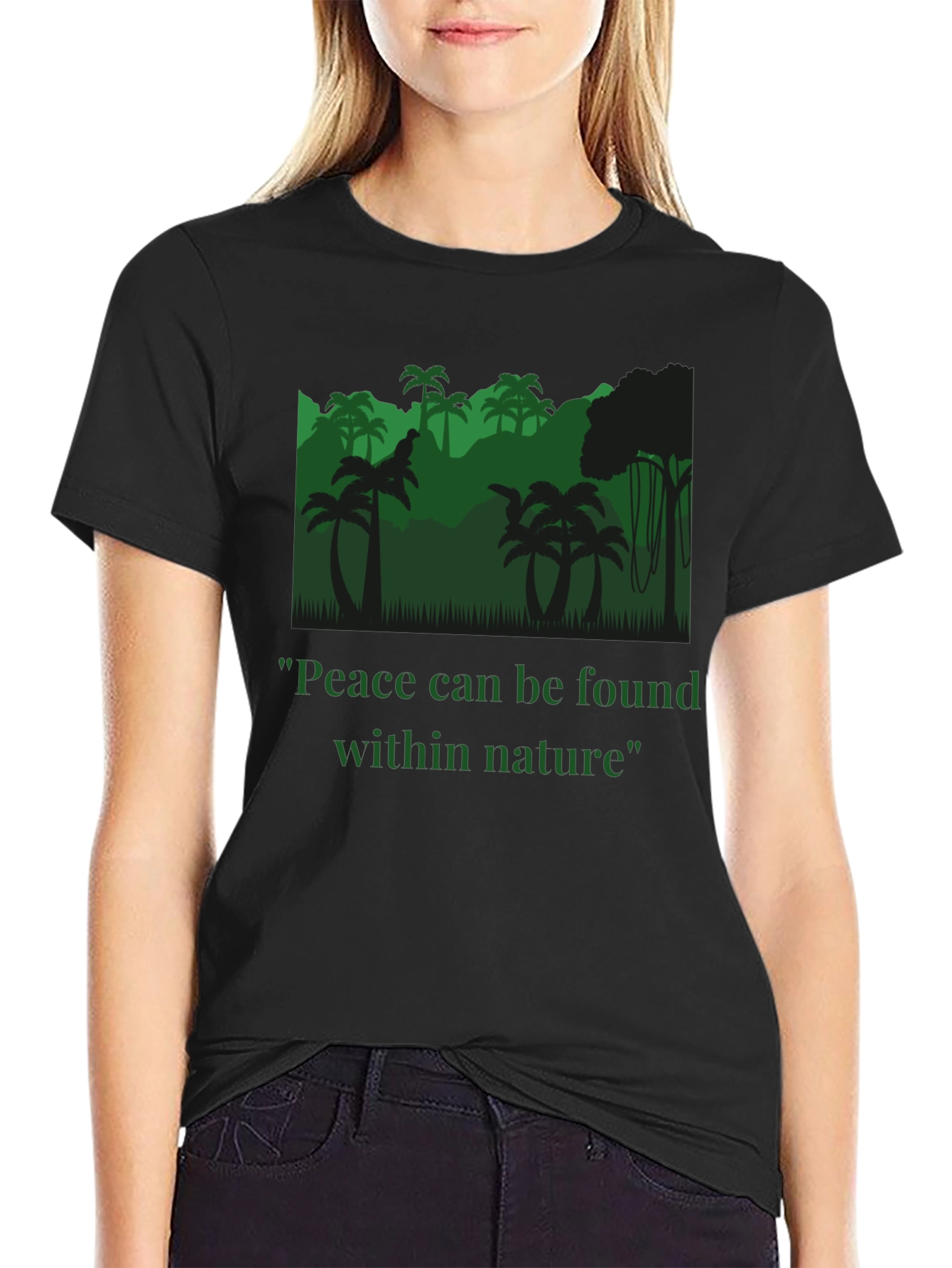 Black Peace Within Nature T-Shirt - Jungle Design view 2