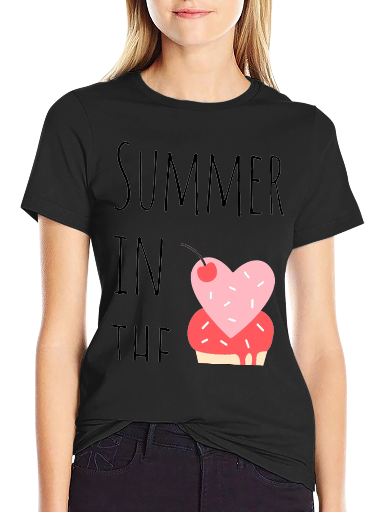 Black Summer Sweet Treat Tee - Fun Casual Shirt view 2