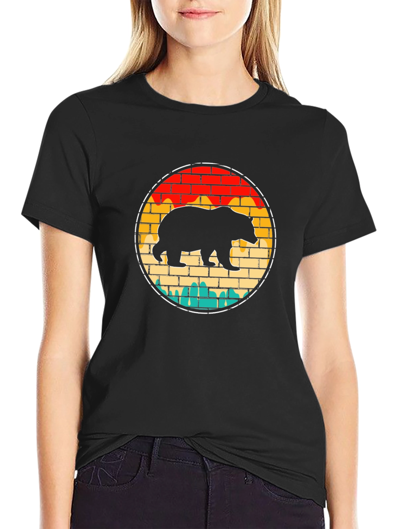 Black Retro Bear Brick T-Shirt view 2