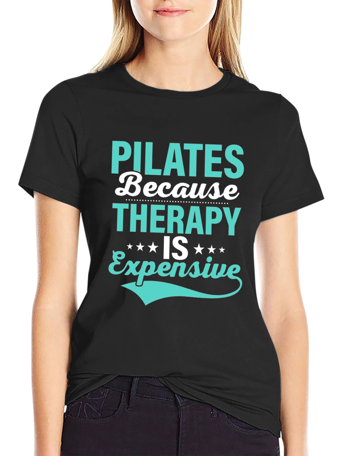 Black Pilates Therapy Funny Graphic Tee view 2