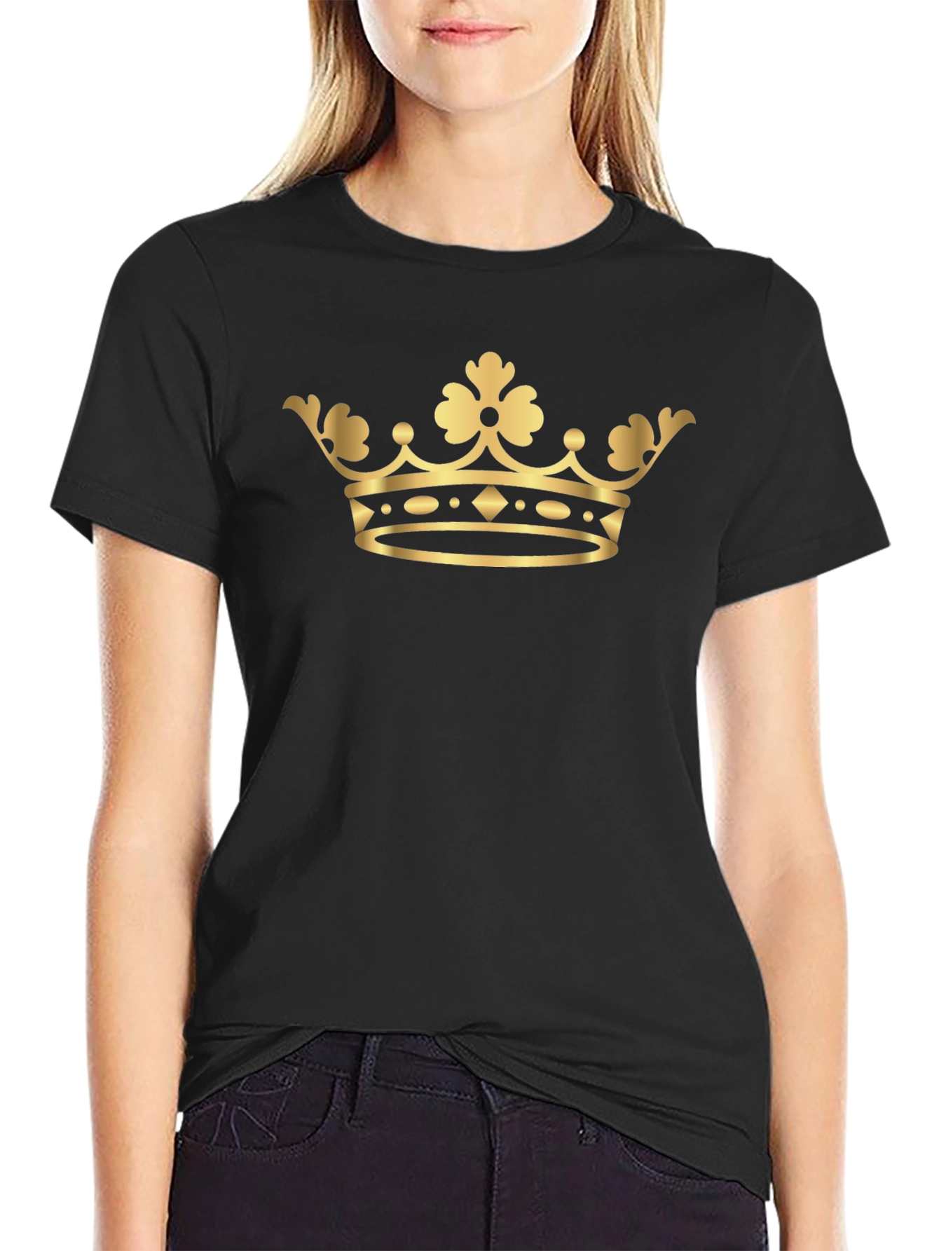Black Gold Crown Graphic Tee - Classic Style view 2
