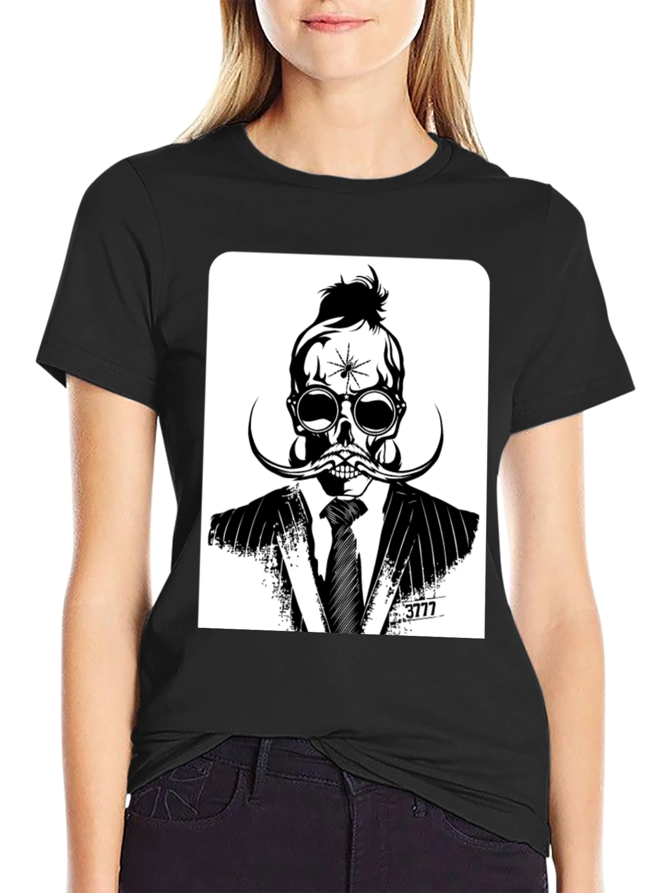 Black Skull in Suit Graphic Tee - Unique Stylish Design view 2