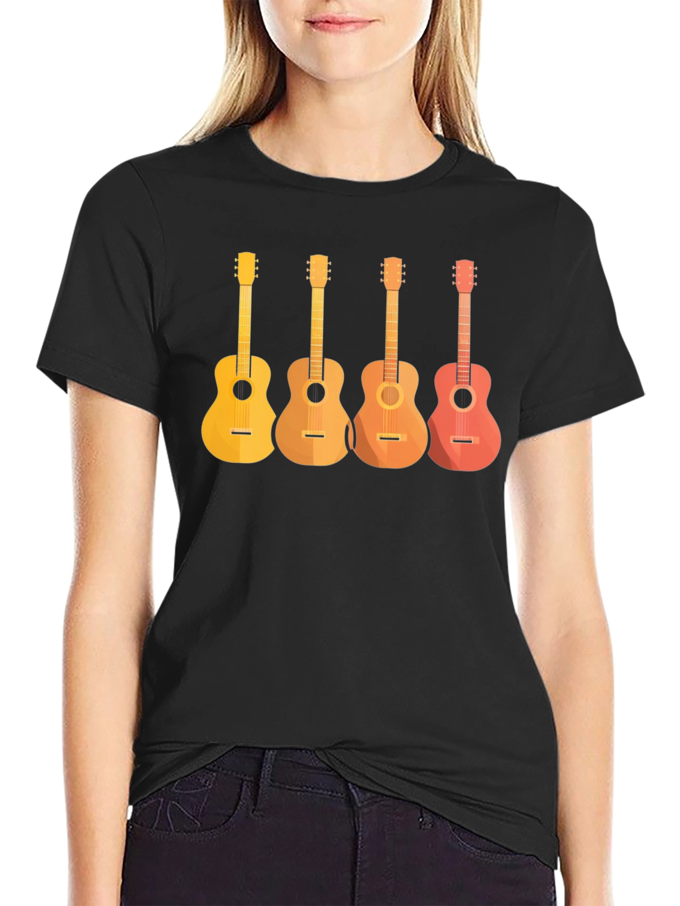 Black Guitar Evolution Graphic T-Shirt - Black view 2